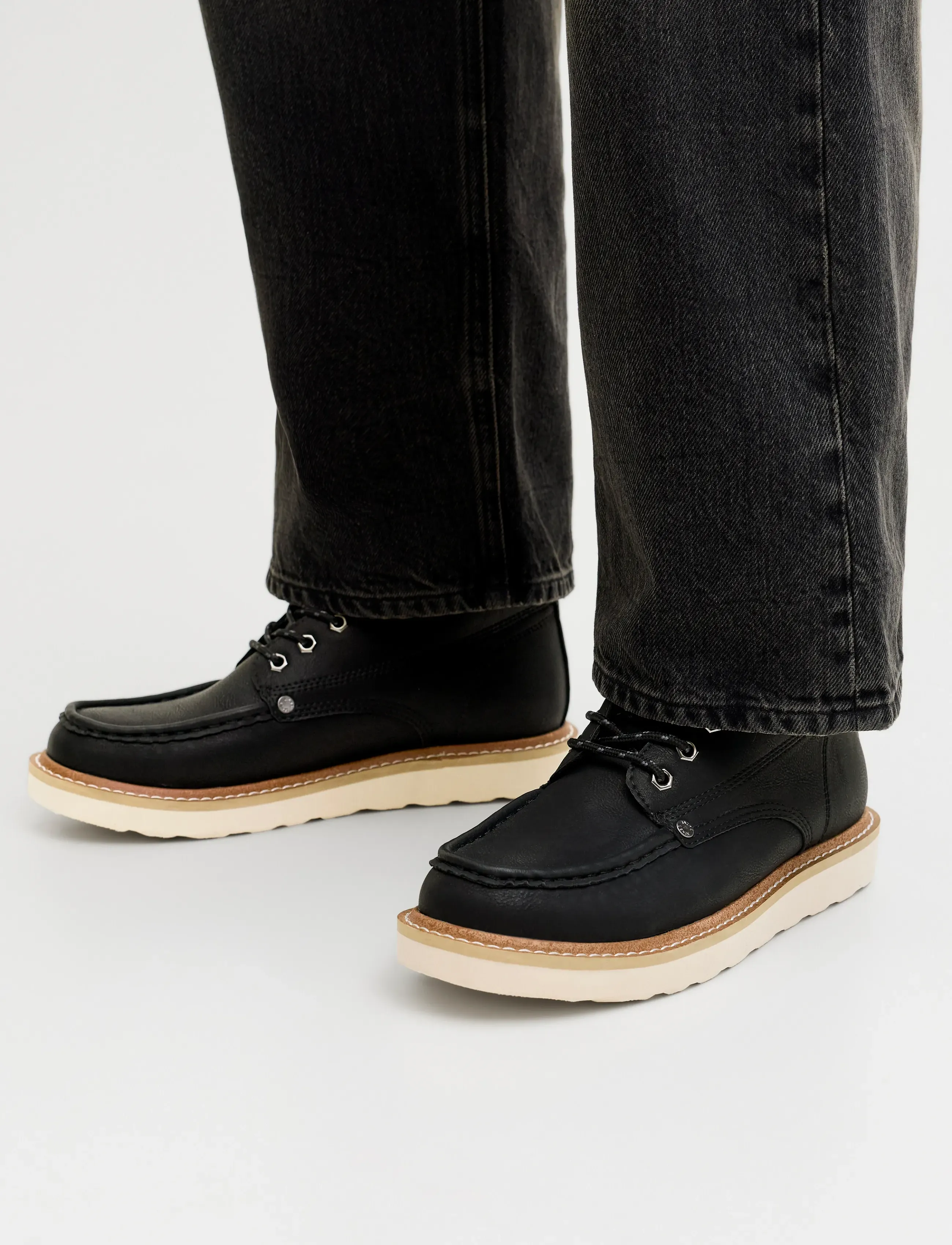 Jack & Jones JFWARCHWAY PU MOC BOOT - Boots - ANTHRACITE / black