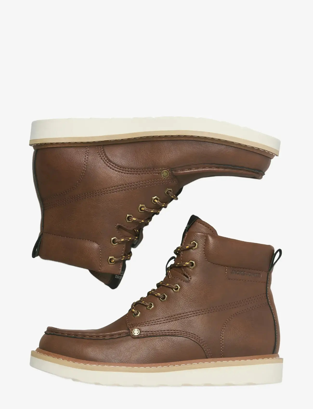 Jack & Jones - JFWARCHWAY PU MOC BOOT - laced boots - cognac - 3