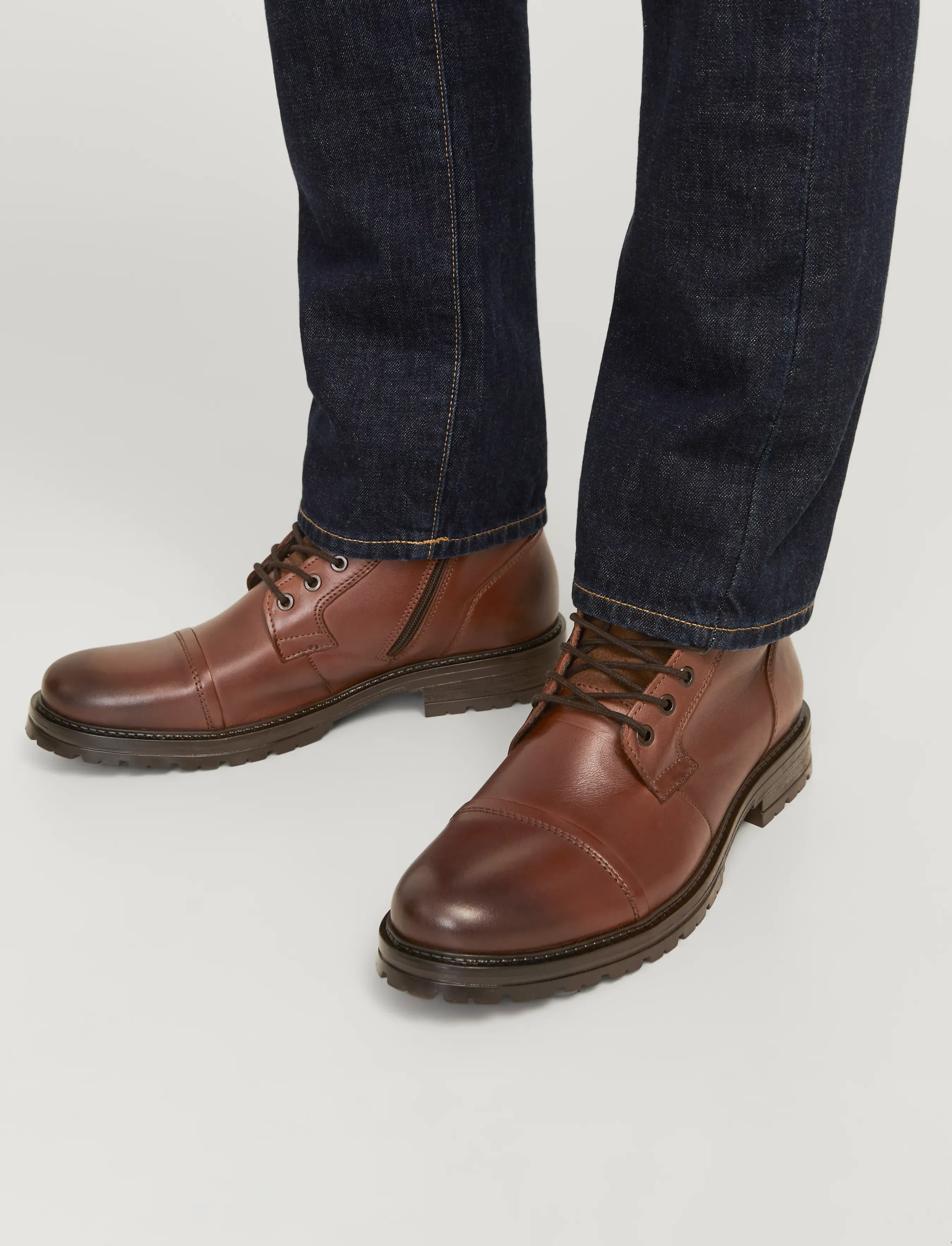 Jack & Jones JFWDEXTER LEATHER BOOT SN - Streetstyle - BROWN STONE / brown