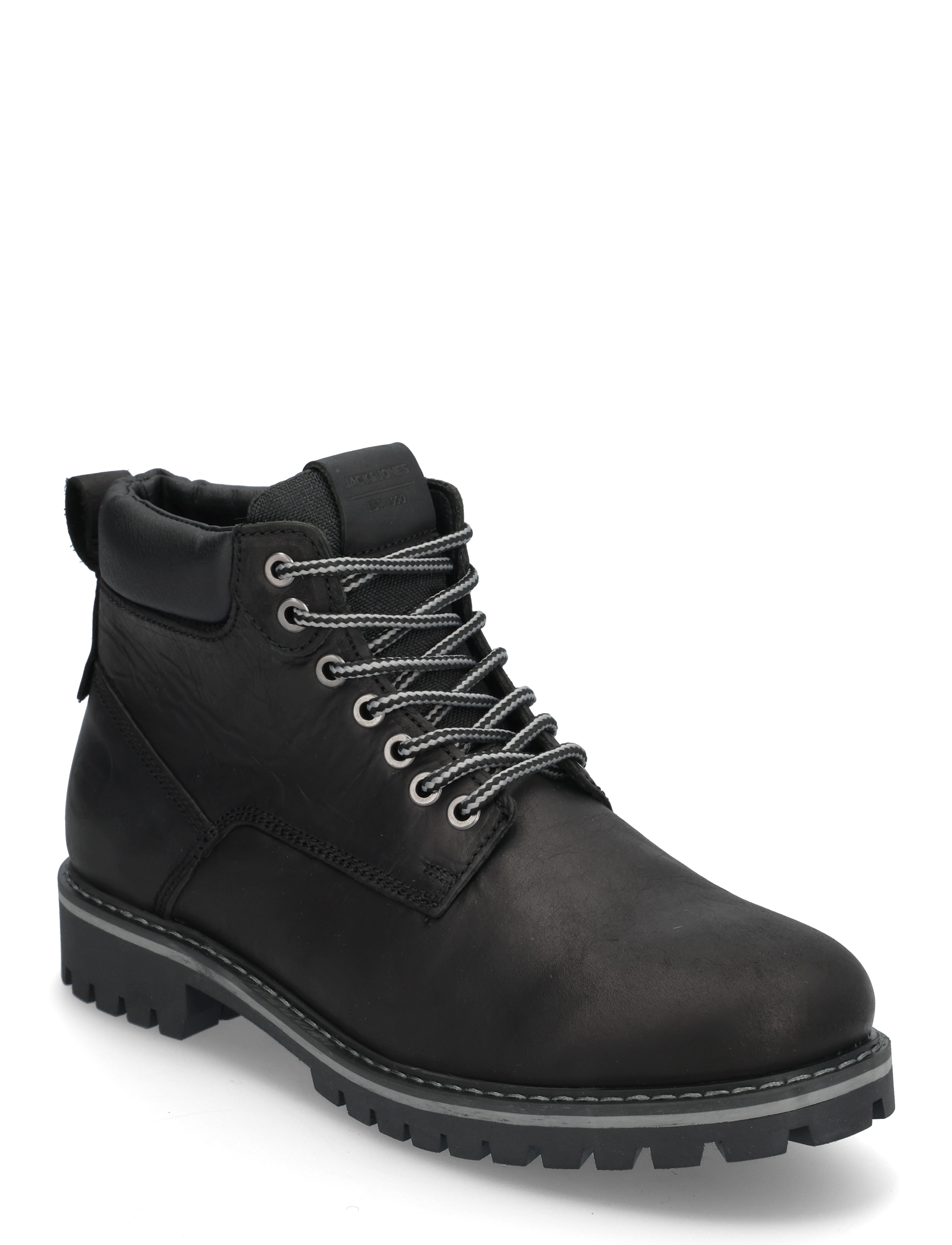Jack & Jones JFWQUEENSWAY LEATHER BOOT SN - Schnürboots - ANTHRACITE / black