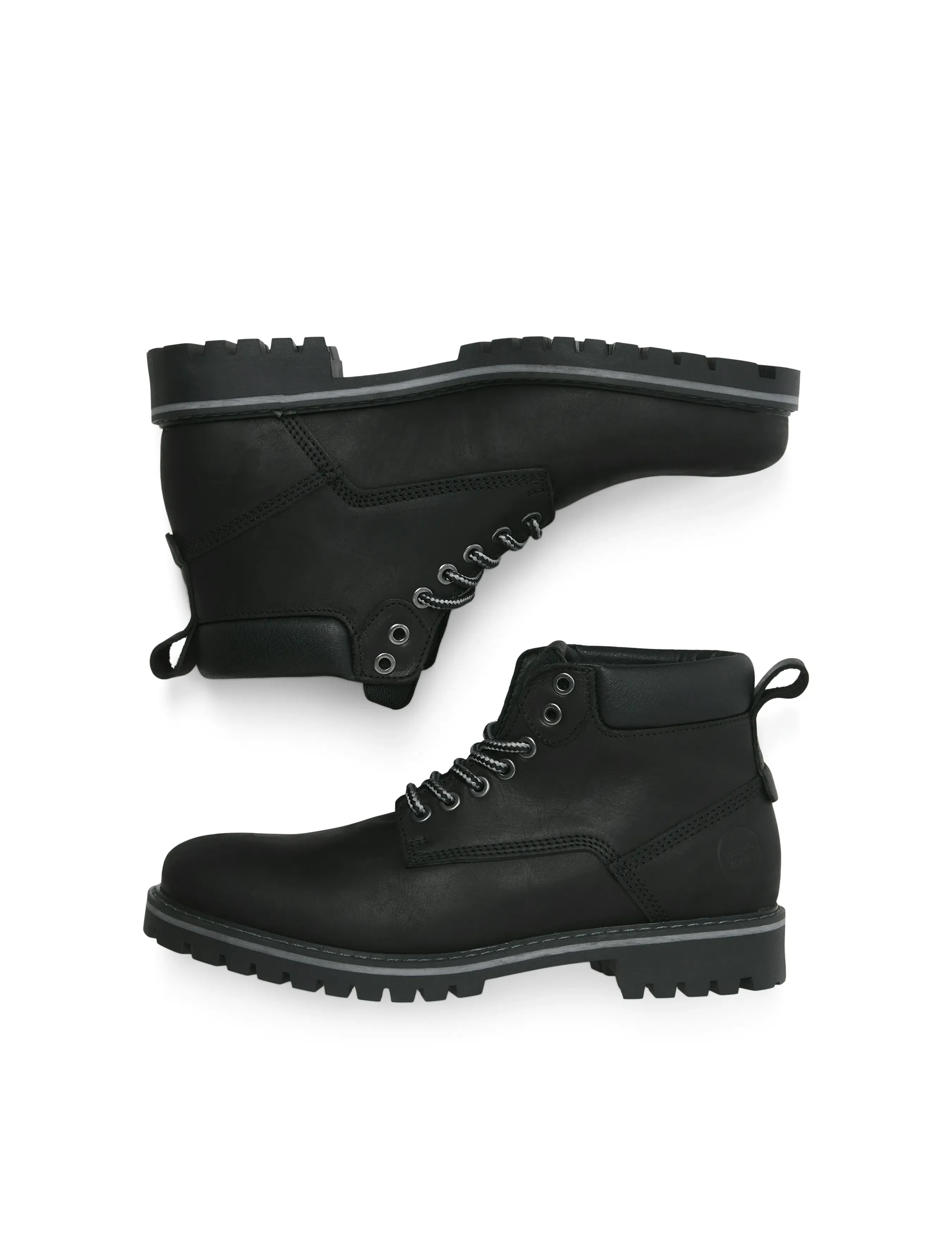 Jack & Jones JFWQUEENSWAY LEATHER BOOT SN - Kollektionen - ANTHRACITE / black
