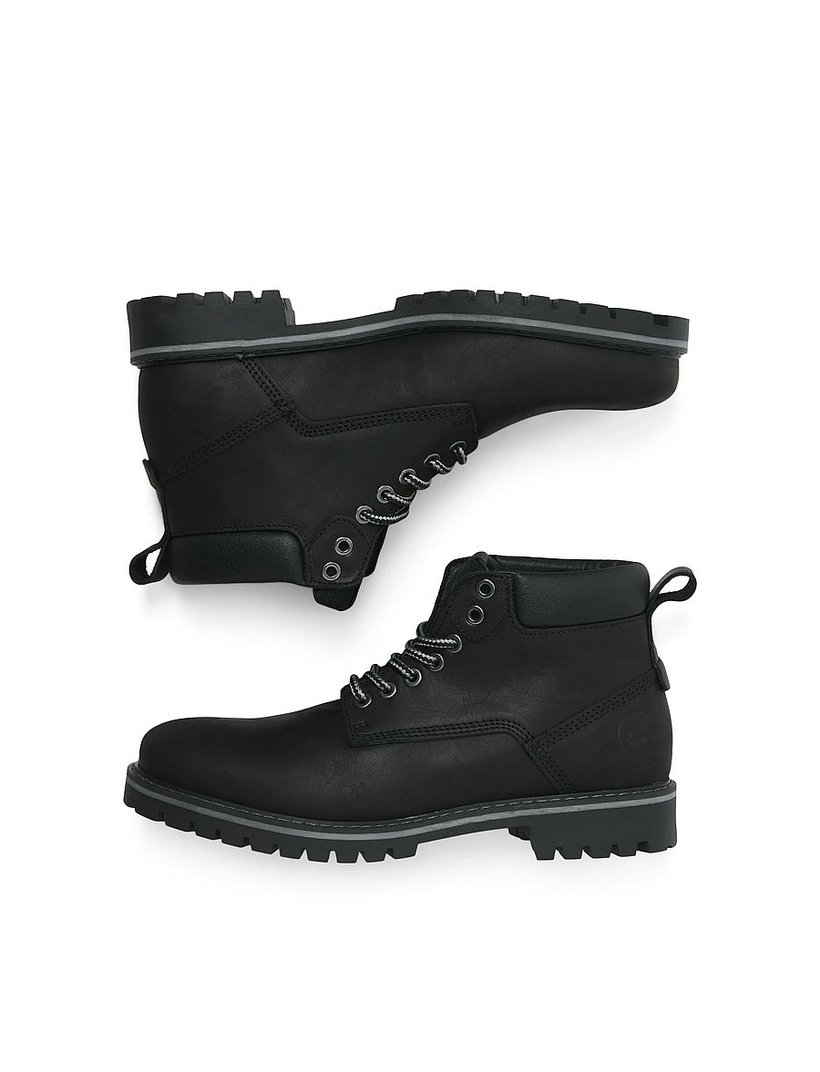 Jack & Jones - JFWQUEENSWAY LEATHER BOOT SN - schnürstiefel - anthracite - 0
