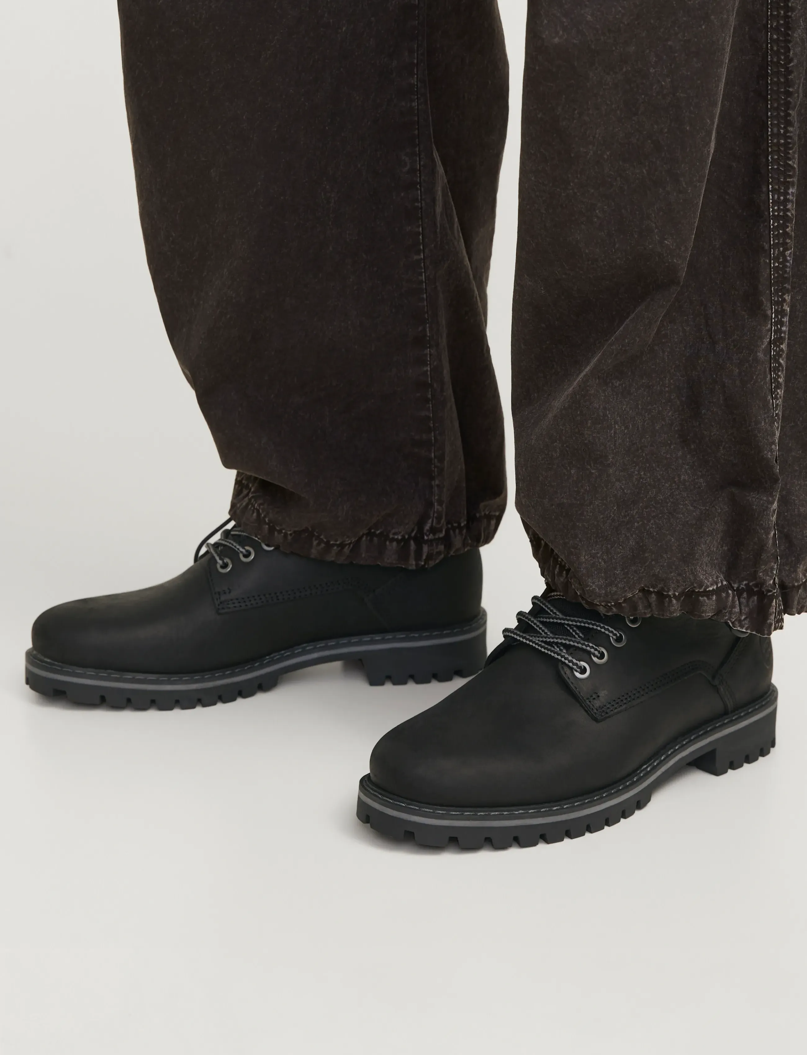 Jack & Jones JFWQUEENSWAY LEATHER BOOT SN - Streetstyle - ANTHRACITE / black