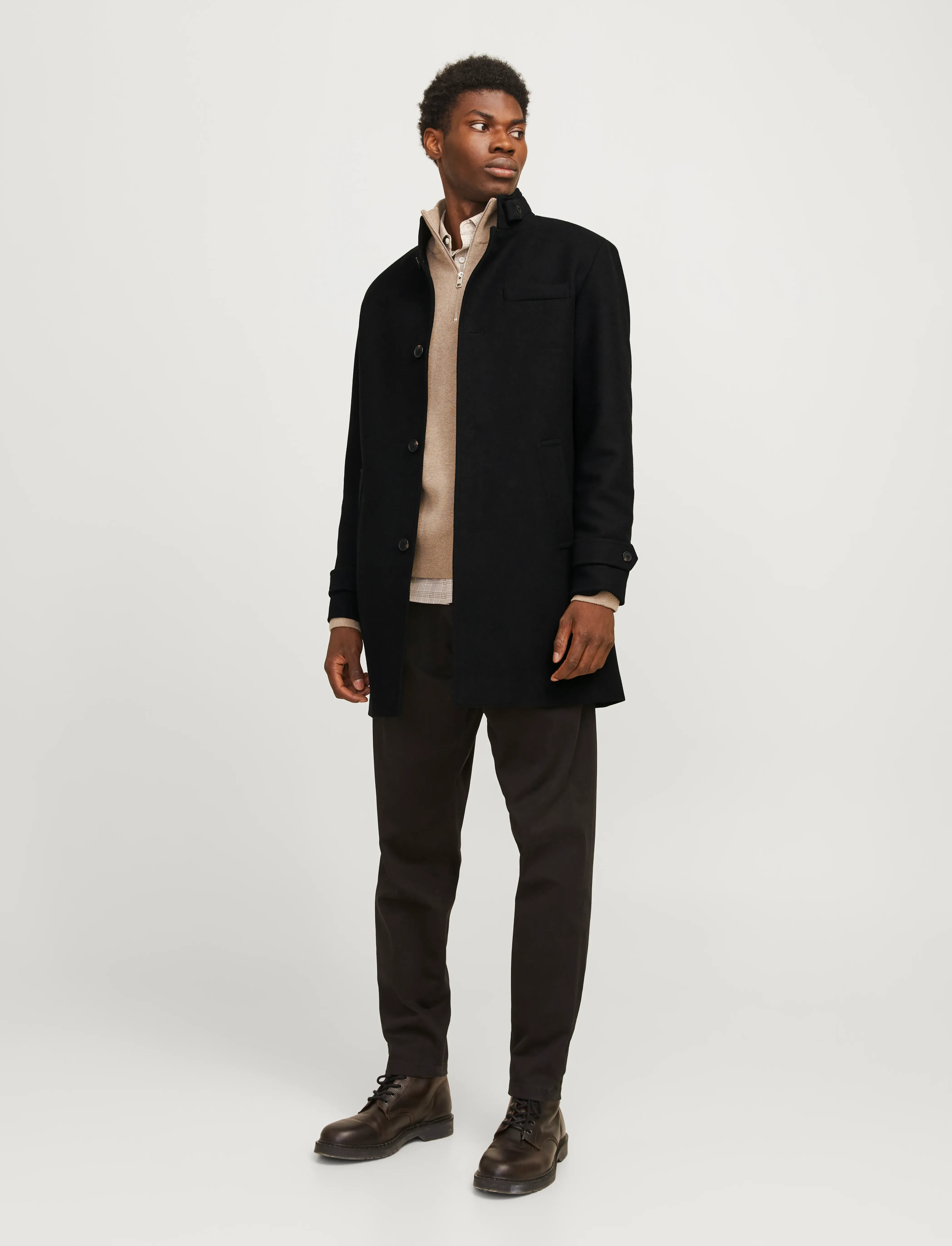 Jack & Jones JJEMELTON WOOL COAT SN - Winterjacken - BLACK / black