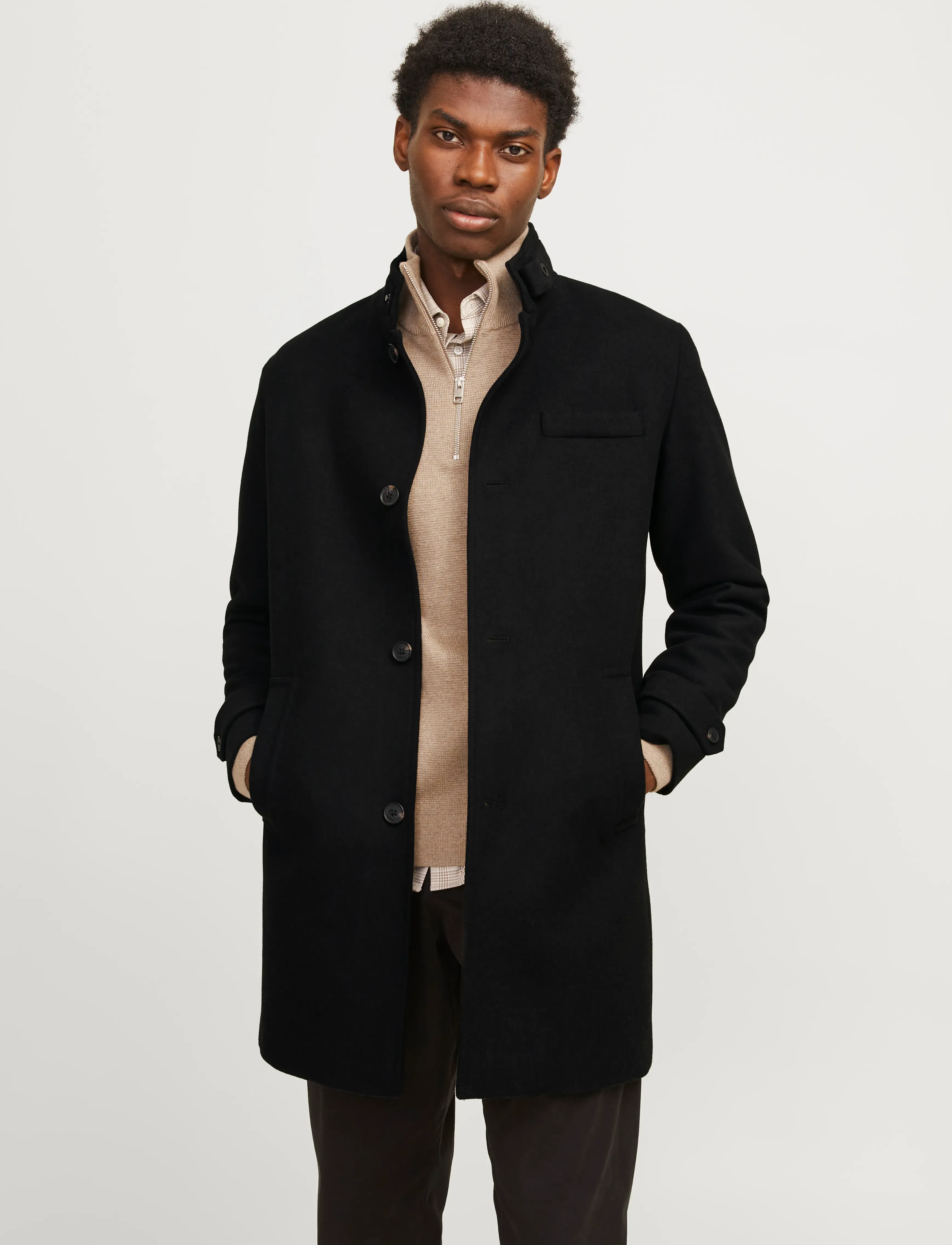 Jack & Jones - JJEMELTON WOOL BLEND COAT SN - wollmäntel - black - 4