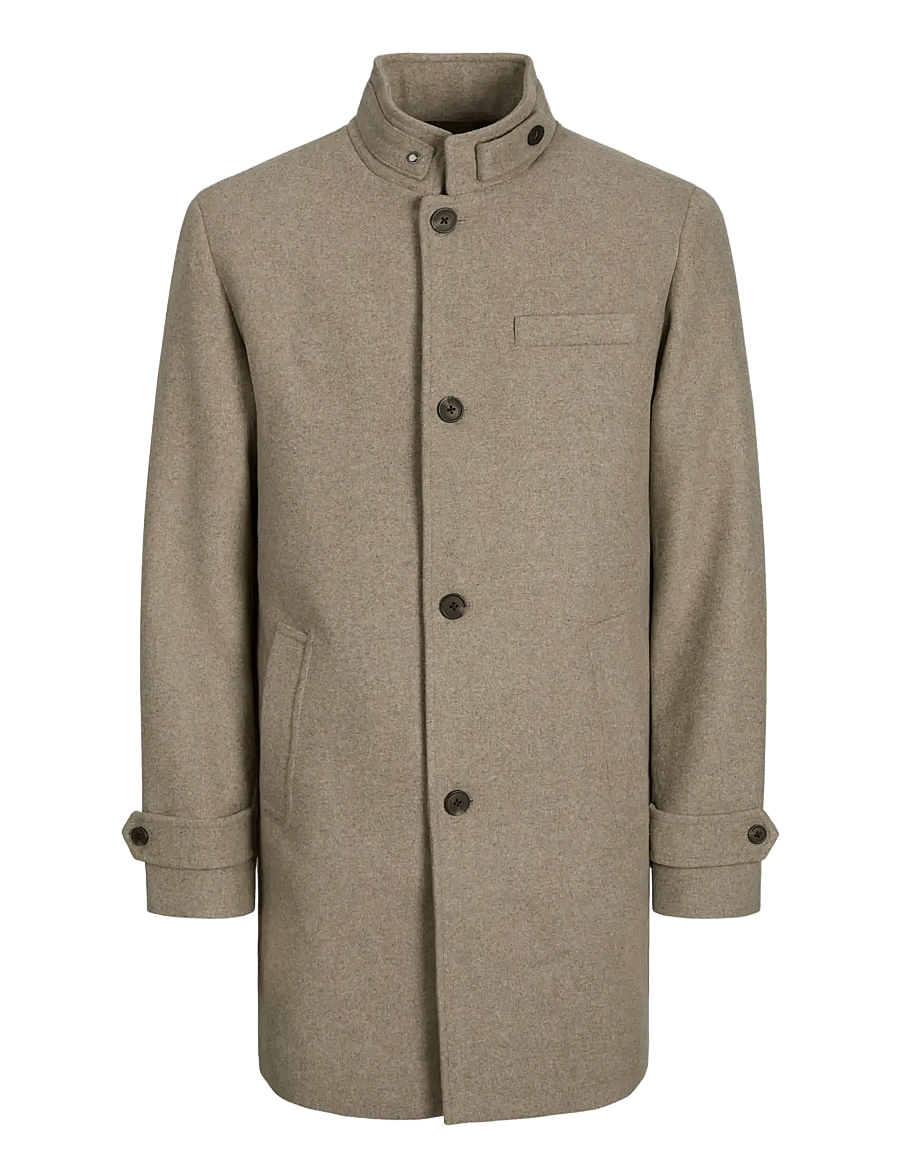 Jack & Jones - JJEMELTON WOOL BLEND COAT SN - wollmäntel - greige - 1