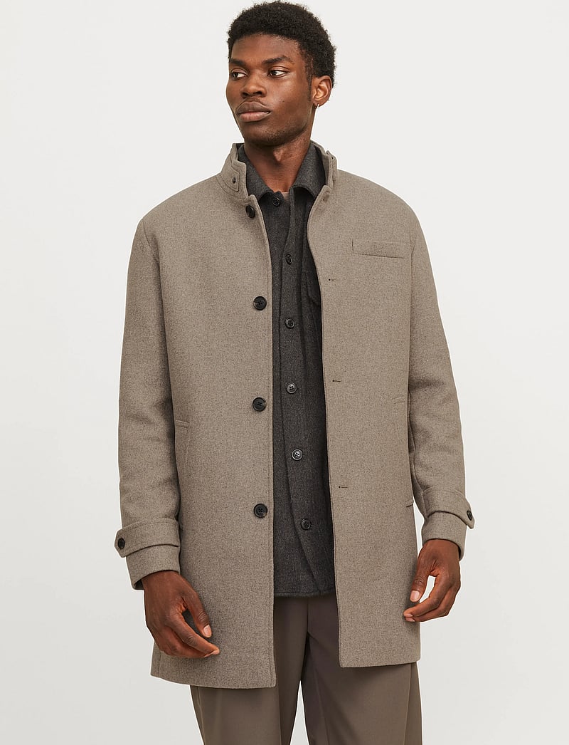 Jack & Jones - JJEMELTON WOOL BLEND COAT SN - vinterjakker - greige - 0