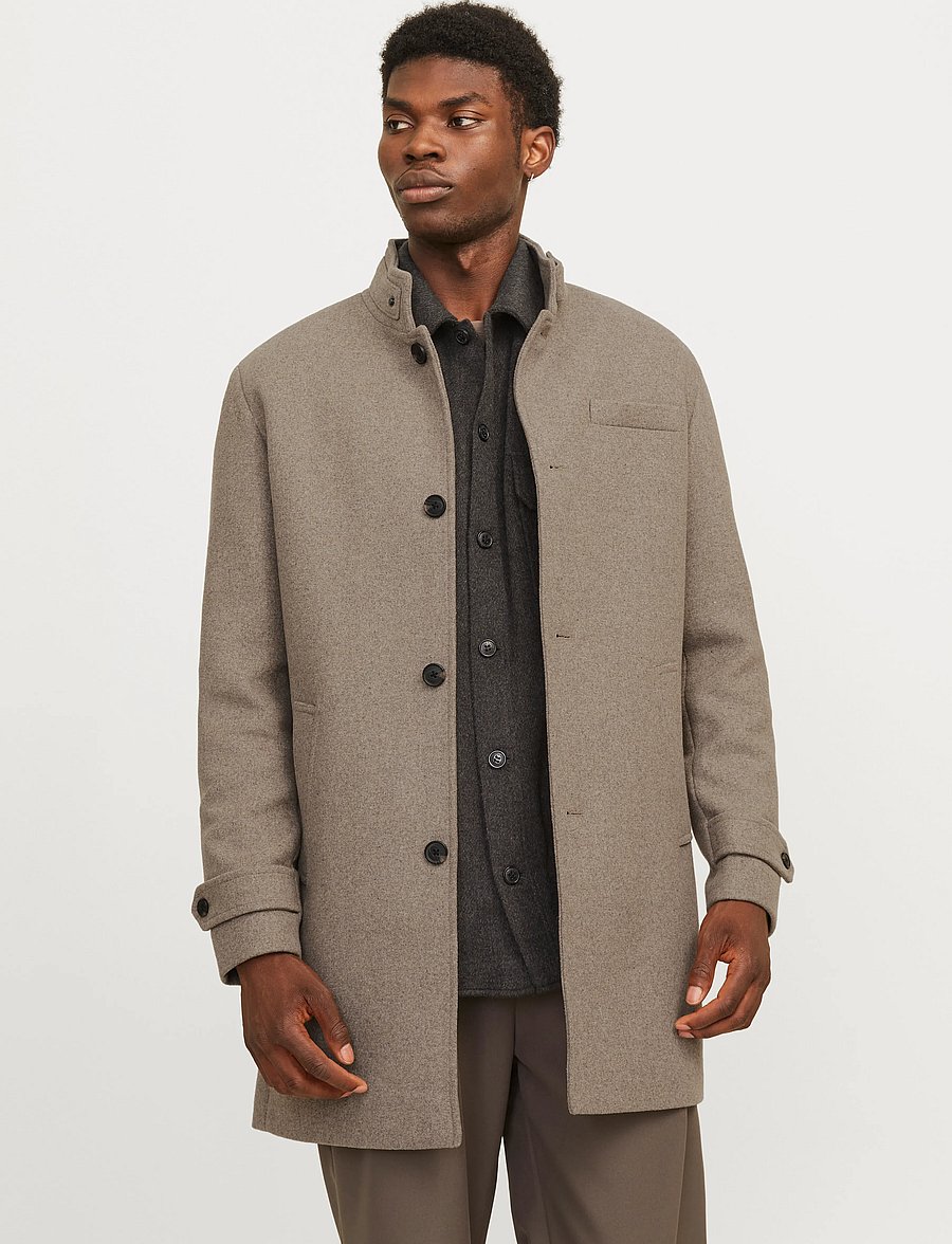 Jack & Jones - JJEMELTON WOOL BLEND COAT SN - wollmäntel - greige - 0