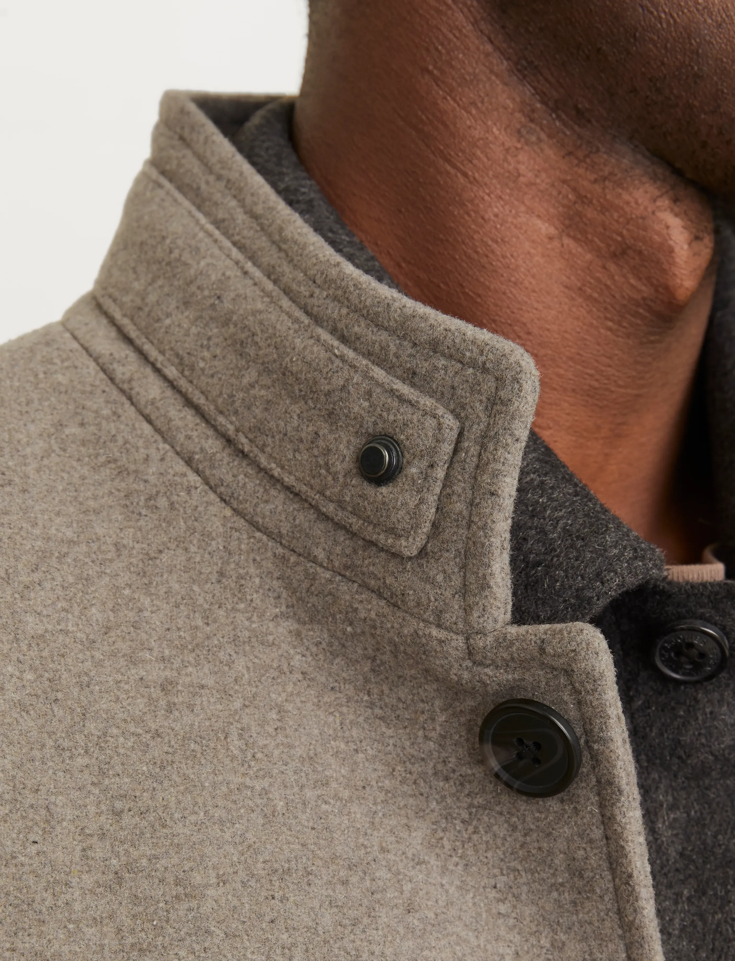 Jack & Jones - JJEMELTON WOOL BLEND COAT SN - villased mantlid - greige - 4