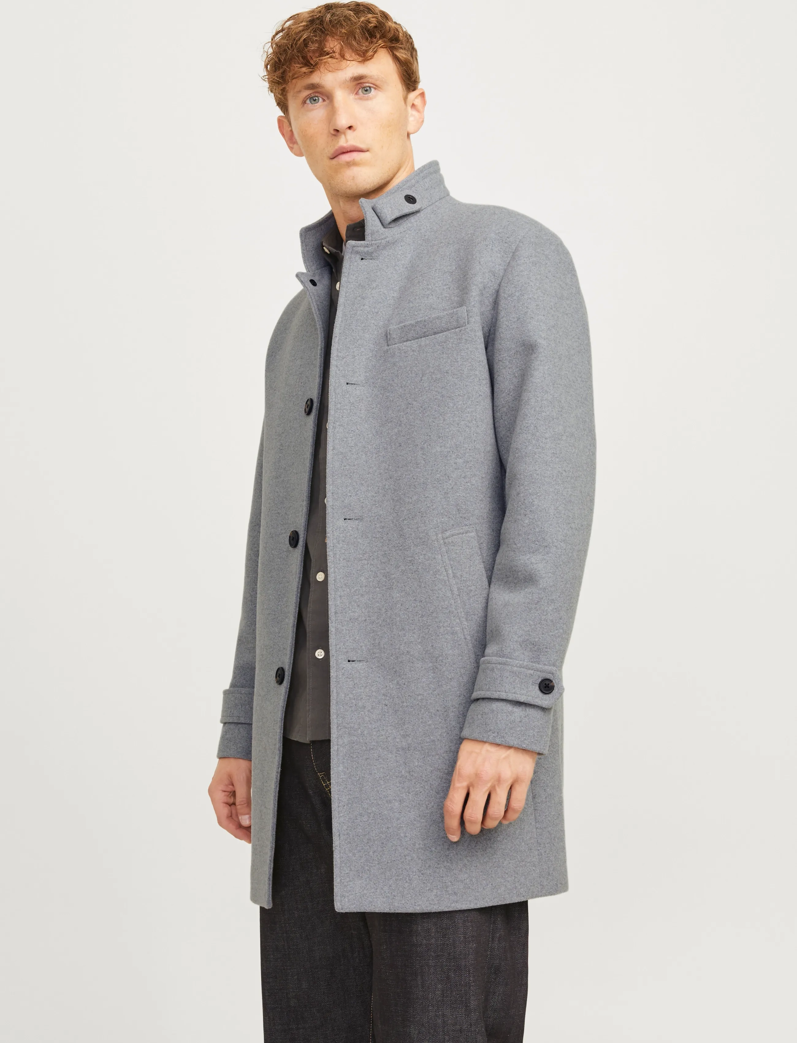 Jack & Jones JJEMELTON WOOL BLEND COAT SN - Coats - LIGHT GREY MELANGE / grey