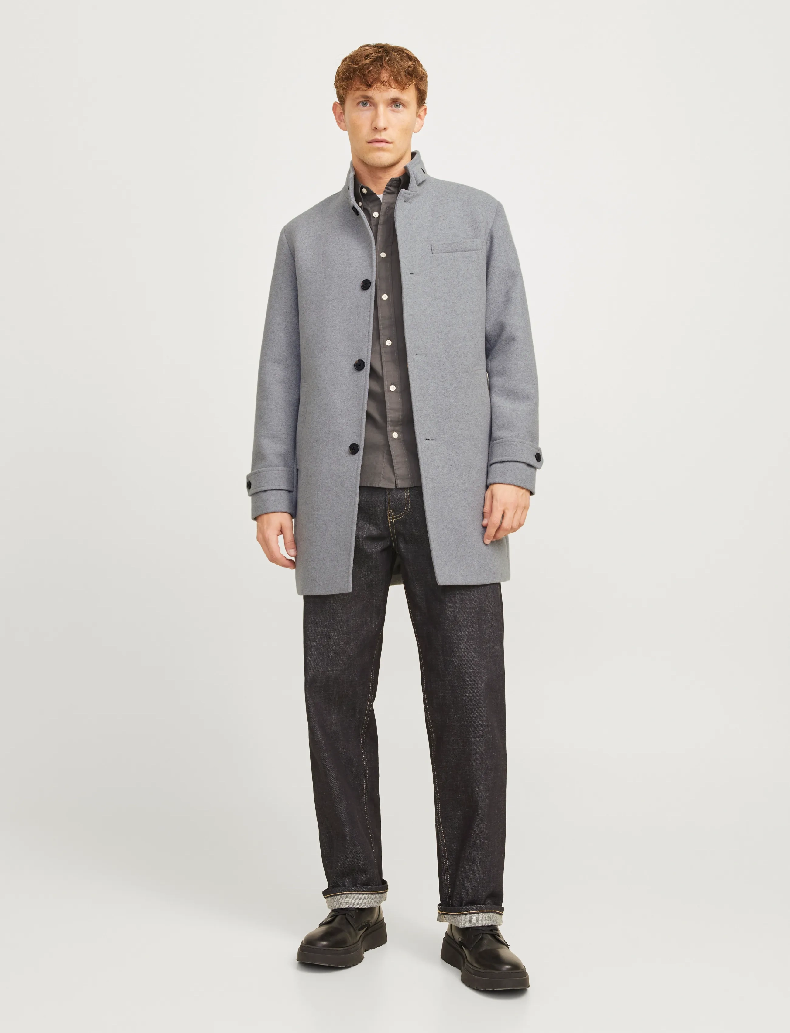 Jack & Jones - JJEMELTON WOOL BLEND COAT SN - wool coats - light grey melange - 4