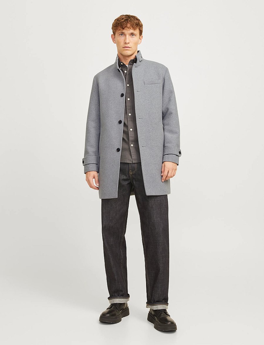 Jack & Jones - JJEMELTON WOOL BLEND COAT SN - wollmäntel - light grey melange - 4
