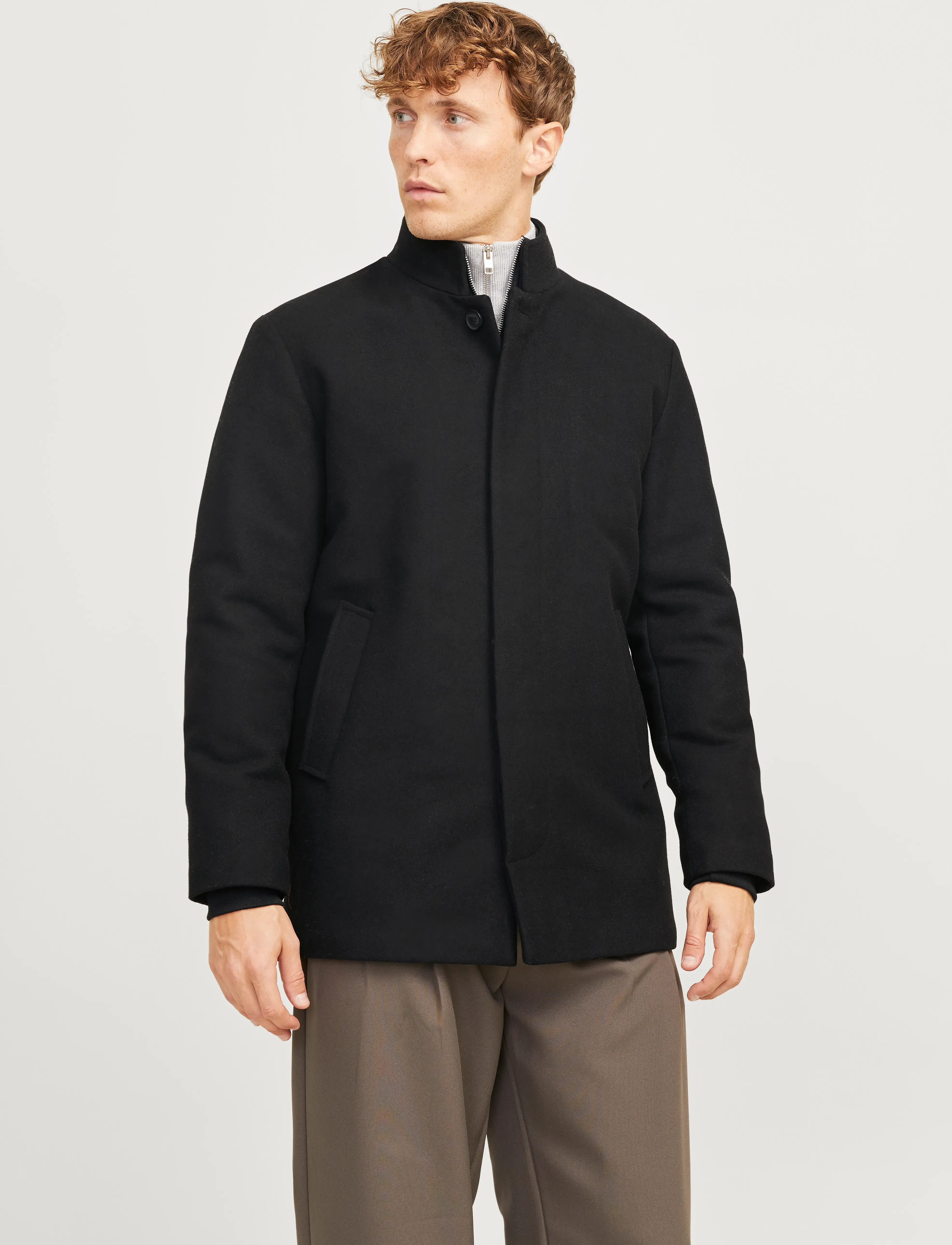 Jack & Jones Jjeharrison Wool Blend Jacket Sn, L, Black, Jakker > Uldjakker, Herre