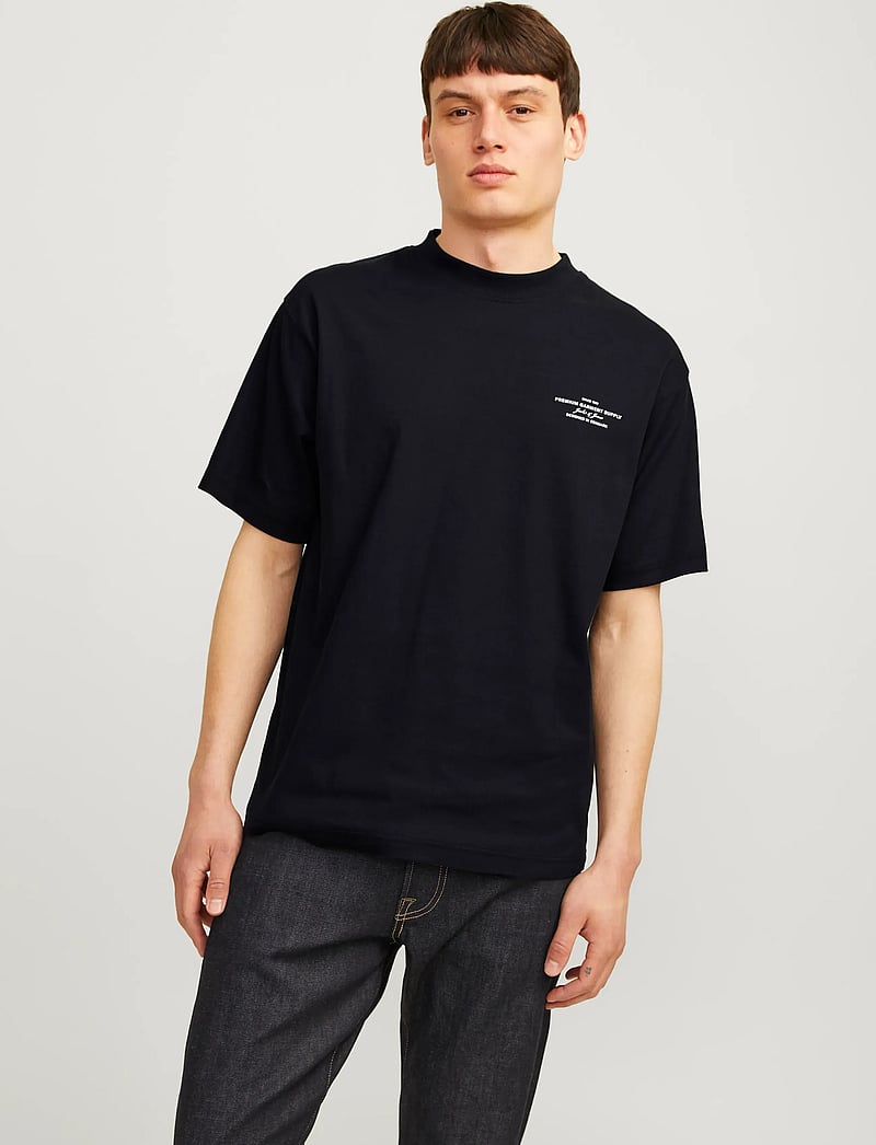 Jack & Jones - JPRBLACHAD BRANDING SS CREW NECK TEE SN - short-sleeved t-shirts - black - 0