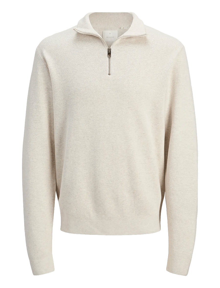 Jack & Jones - JPRBLAMILANO STITCH KNIT HALF ZIP SN - pullover mit halbem reißverschluss - cloud dancer - 1