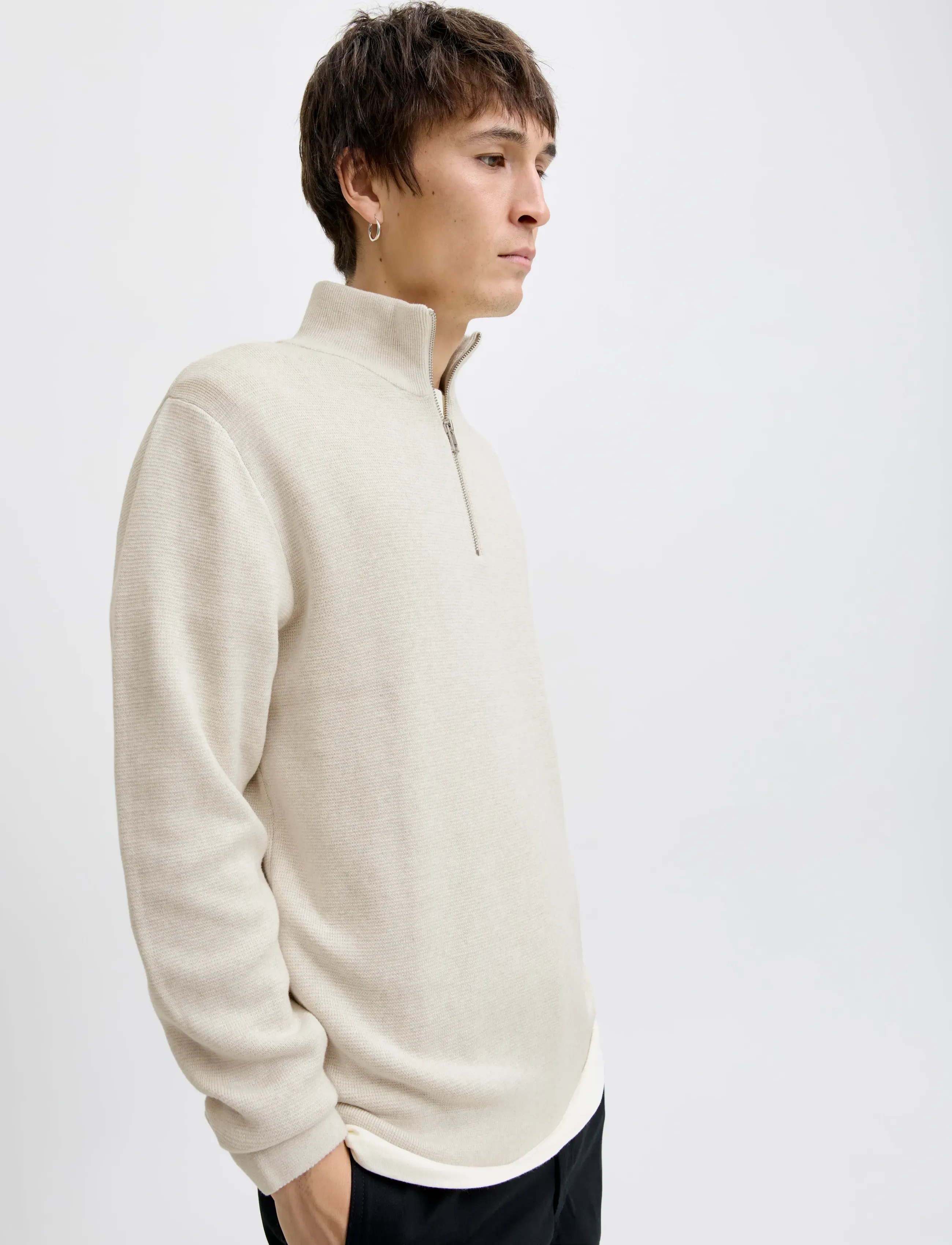 Jack & Jones - JPRBLAMILANO STITCH KNIT HALF ZIP SN - pullover mit halbem reißverschluss - cloud dancer - 5