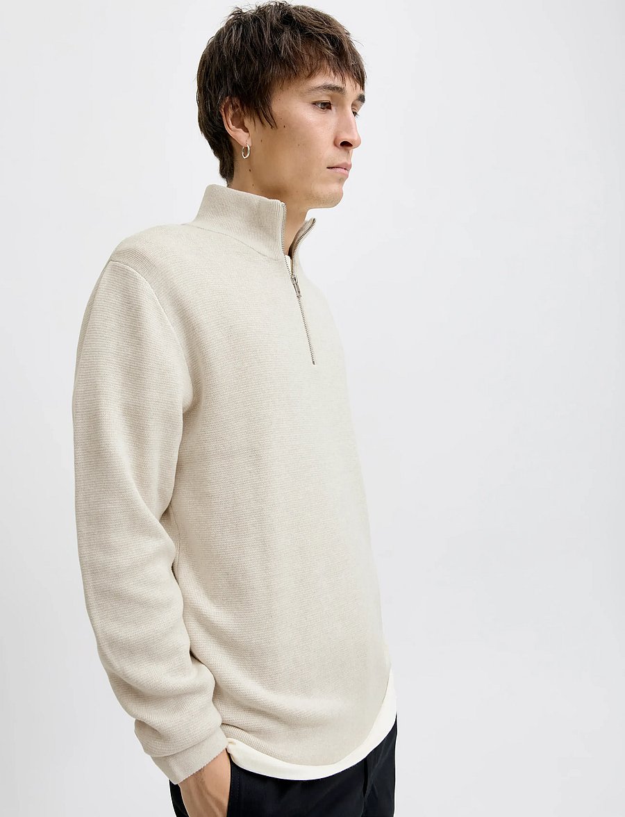 Jack & Jones - JPRBLAMILANO STITCH KNIT HALF ZIP SN - pullover mit halbem reißverschluss - cloud dancer - 5