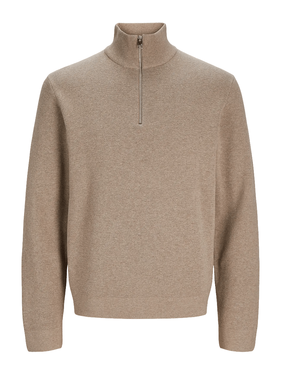 Jack & Jones - JPRBLAMILANO STITCH KNIT HALF ZIP SN - poolpika lukuga džemprid - greige - 1
