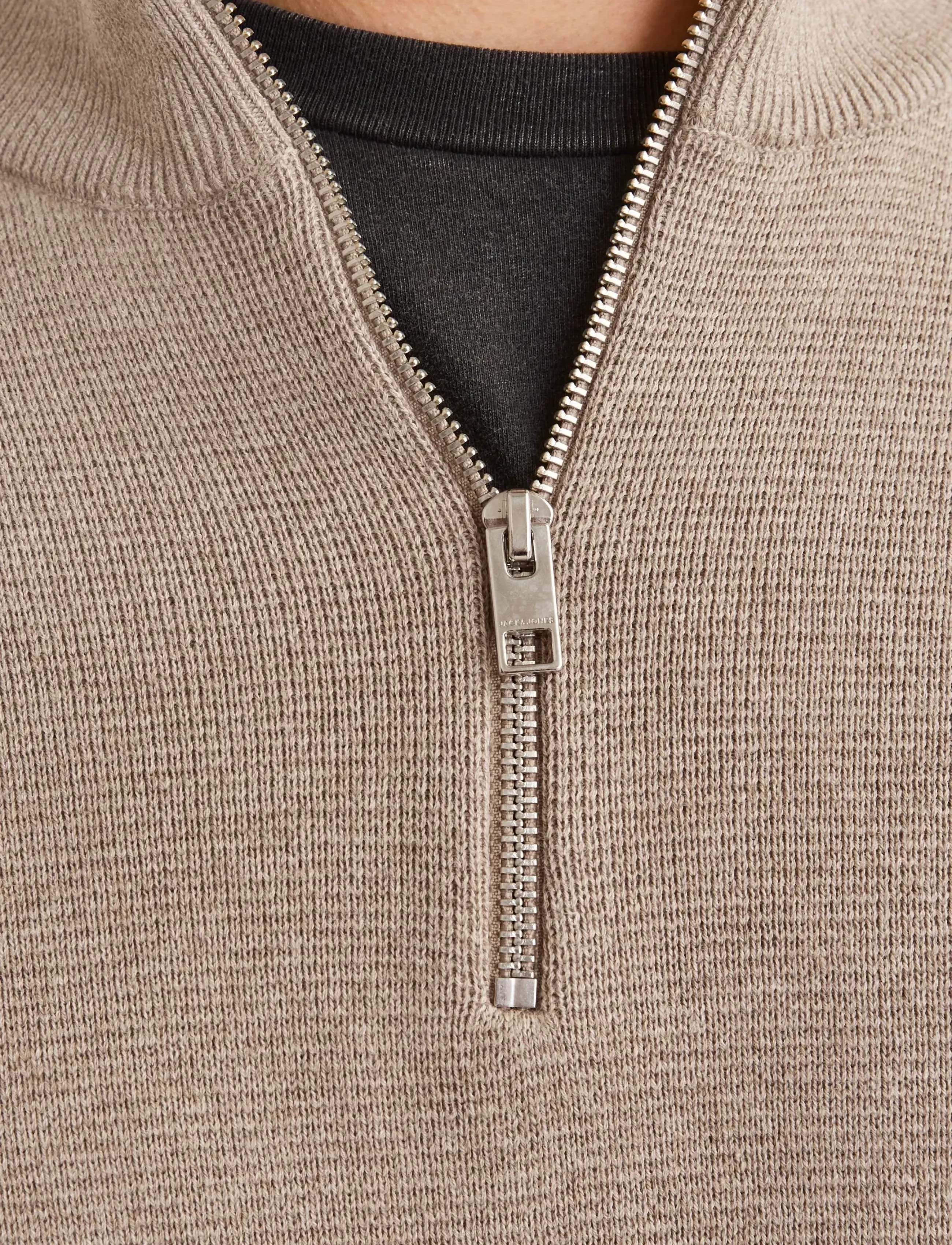 Jack & Jones - JPRBLAMILANO STITCH KNIT HALF ZIP SN - poolpika lukuga džemprid - greige - 5
