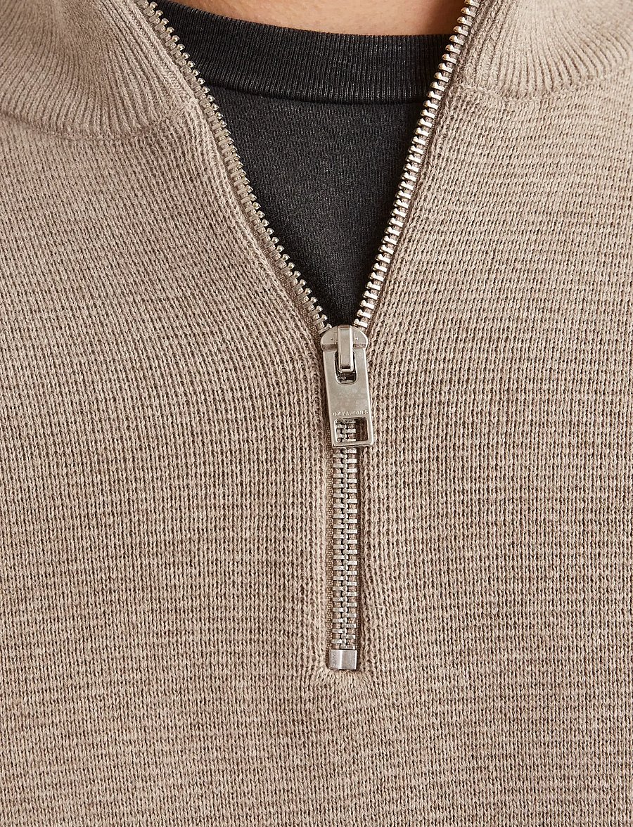 Jack & Jones - JPRBLAMILANO STITCH KNIT HALF ZIP SN - poolpika lukuga džemprid - greige - 5