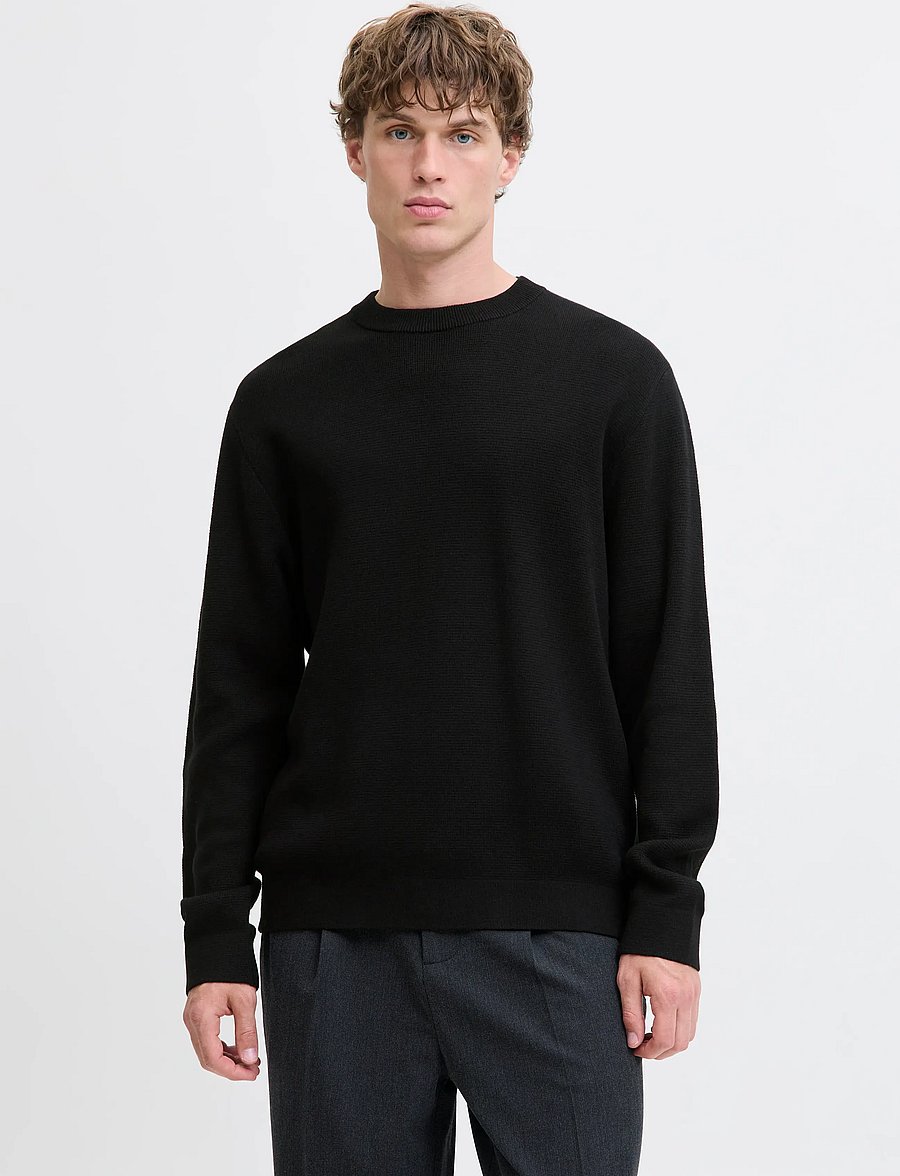 Jack & Jones - JPRBLAMILANO STITCH KNIT CREW NECK SN - rundhalsad - black - 0