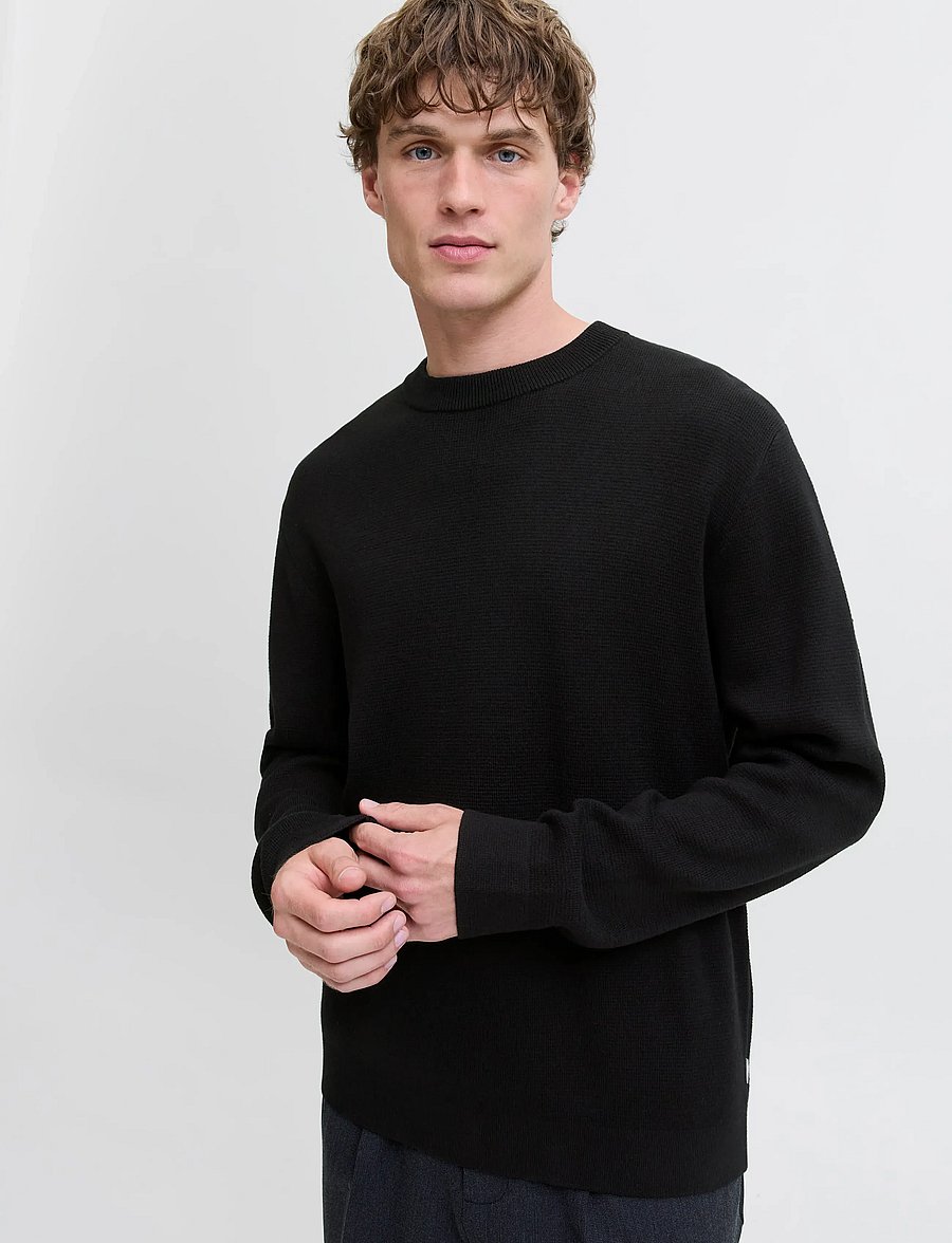 Jack & Jones - JPRBLAMILANO STITCH KNIT CREW NECK SN - rundhalsad - black - 5
