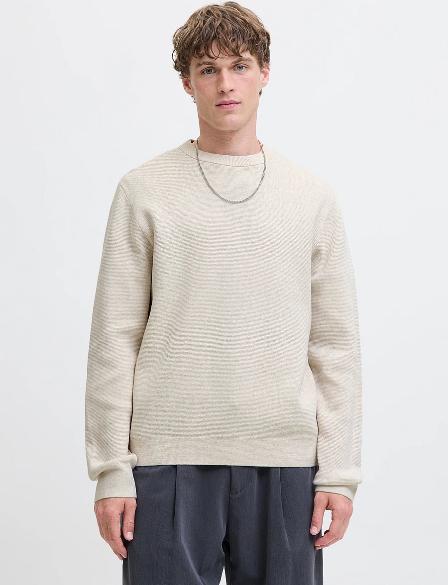Jack & Jones - JPRBLAMILANO STITCH KNIT CREW NECK SN - rundhalsad - cloud dancer - 0