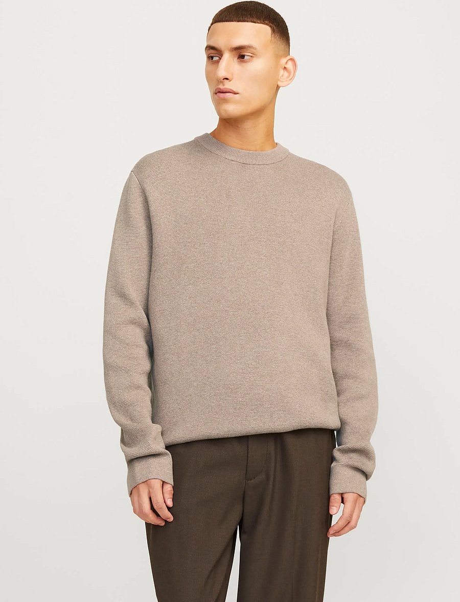 Jack & Jones - JPRBLAMILANO STITCH KNIT CREW NECK SN - rundhals - greige - 0