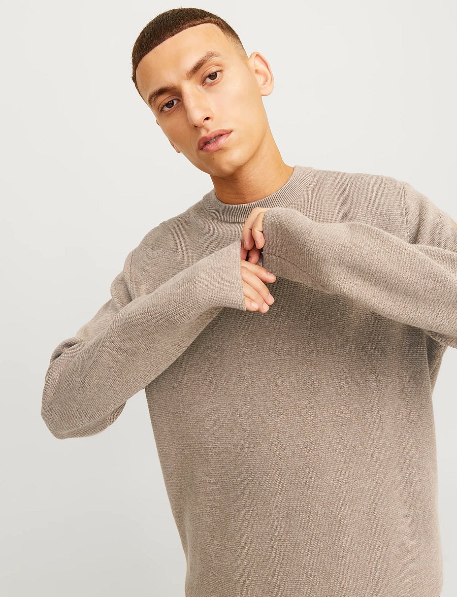 Jack & Jones - JPRBLAMILANO STITCH KNIT CREW NECK SN - rundhals - greige - 5