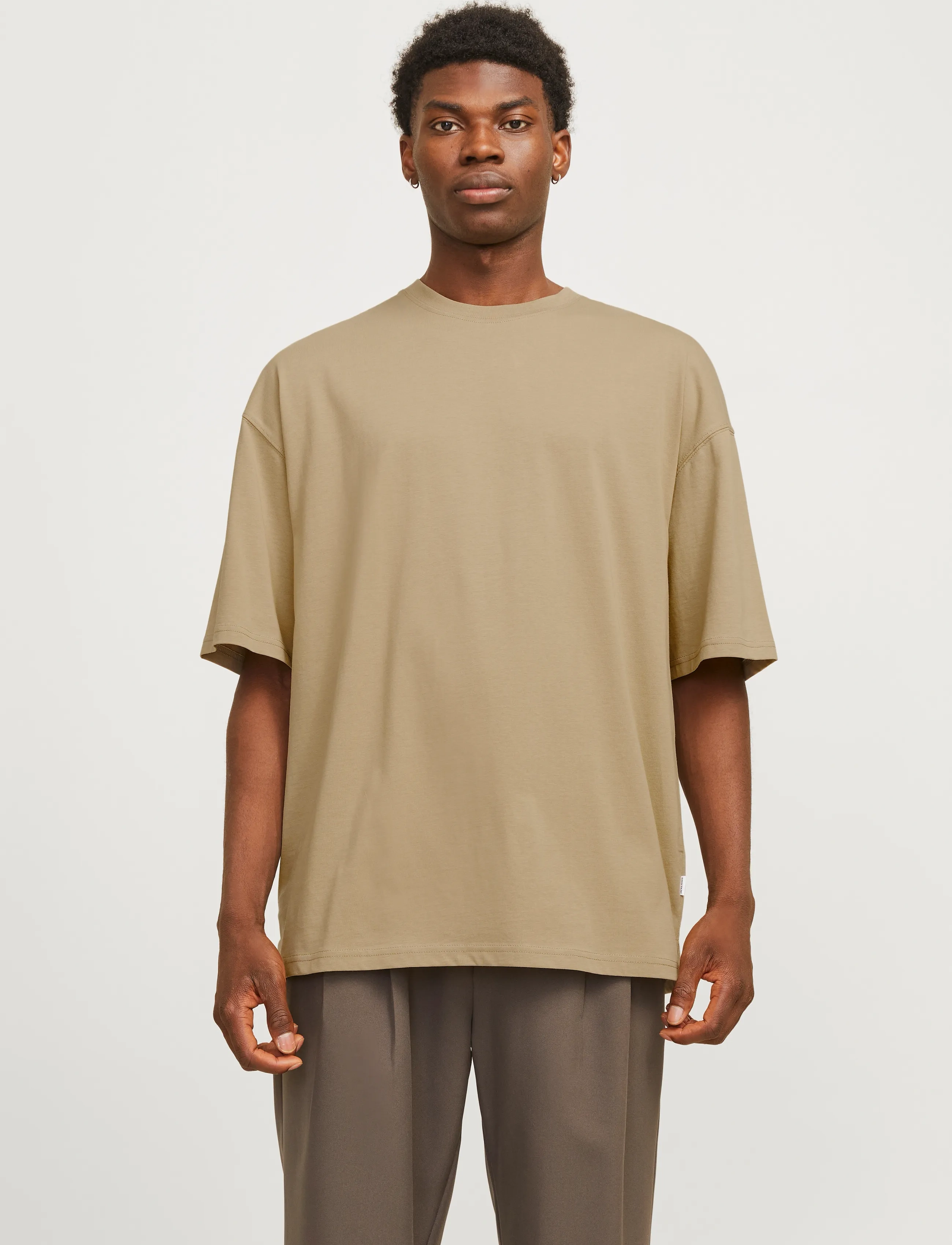 Jack & Jones Jjecharge Tee O-Neck Noos, M, Beige, T-Shirts > Kortærmede, Herre
