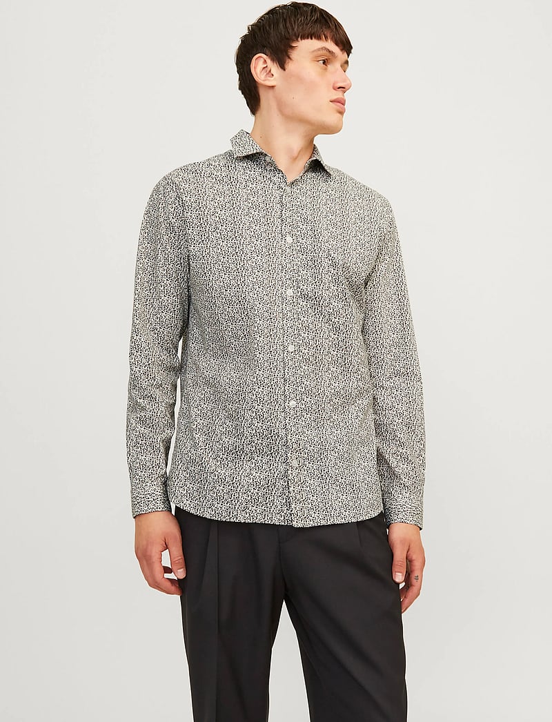 Jack & Jones - JPRBLABLACKPOOL STRETCH LS SHIRT SN - mönstrade skjortor - cloud dancer - 0