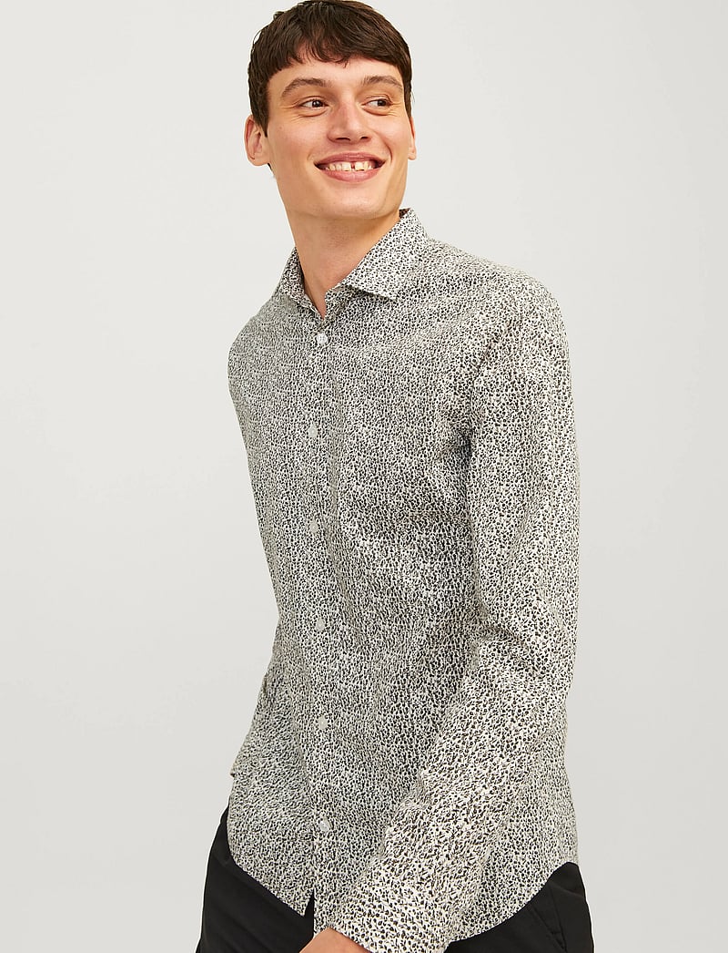 Jack & Jones - JPRBLABLACKPOOL STRETCH LS SHIRT SN - mönstrade skjortor - cloud dancer - 5