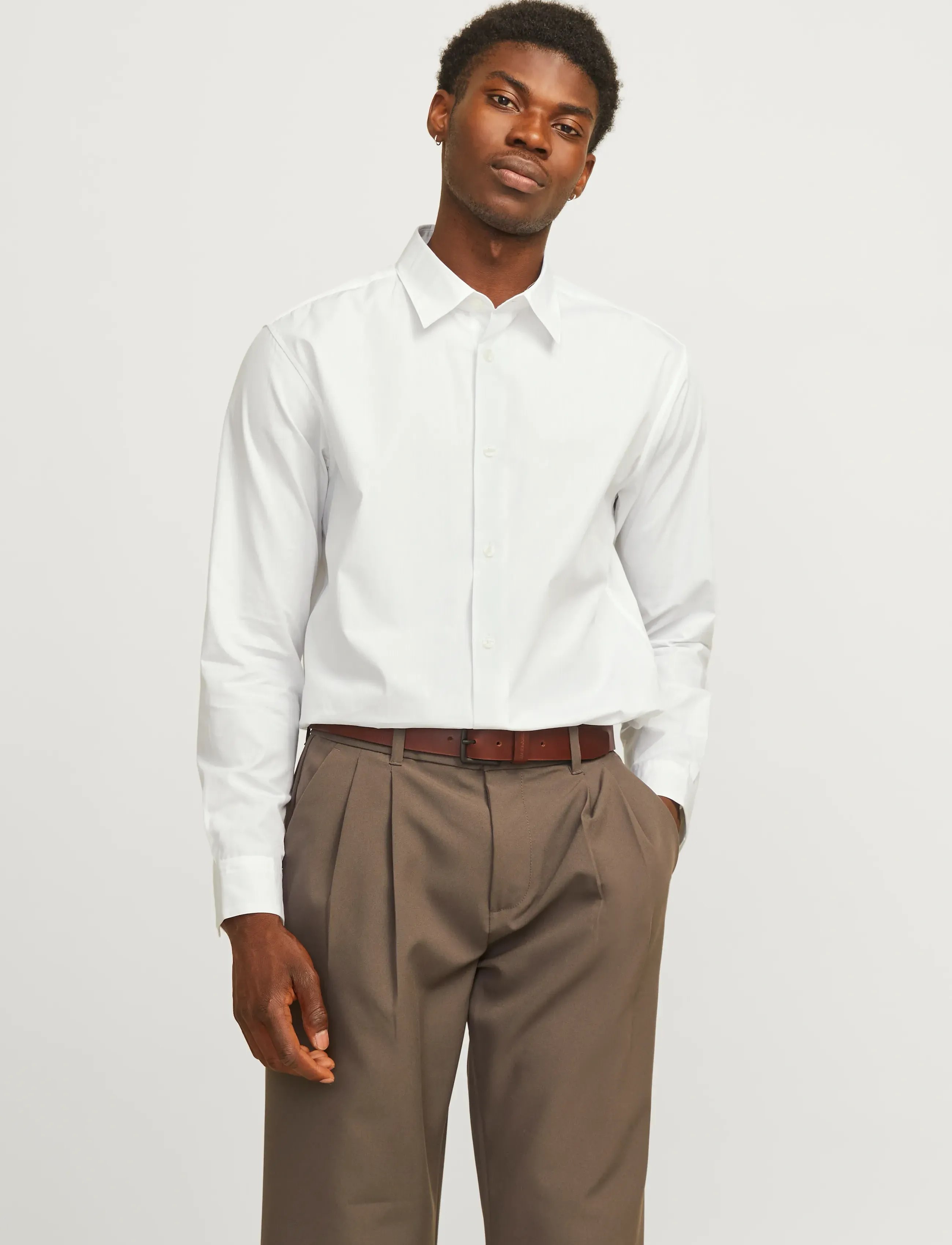 Jack & Jones Jprblabushwick Stanley Shirt L/S Sn, L, White, Skjorter > Business, Herre