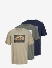 Jack & Jones - JCOLOGAN TEE SS CREW NECK SS24 3PK MP - short-sleeved t-shirts - navy blazer - 0