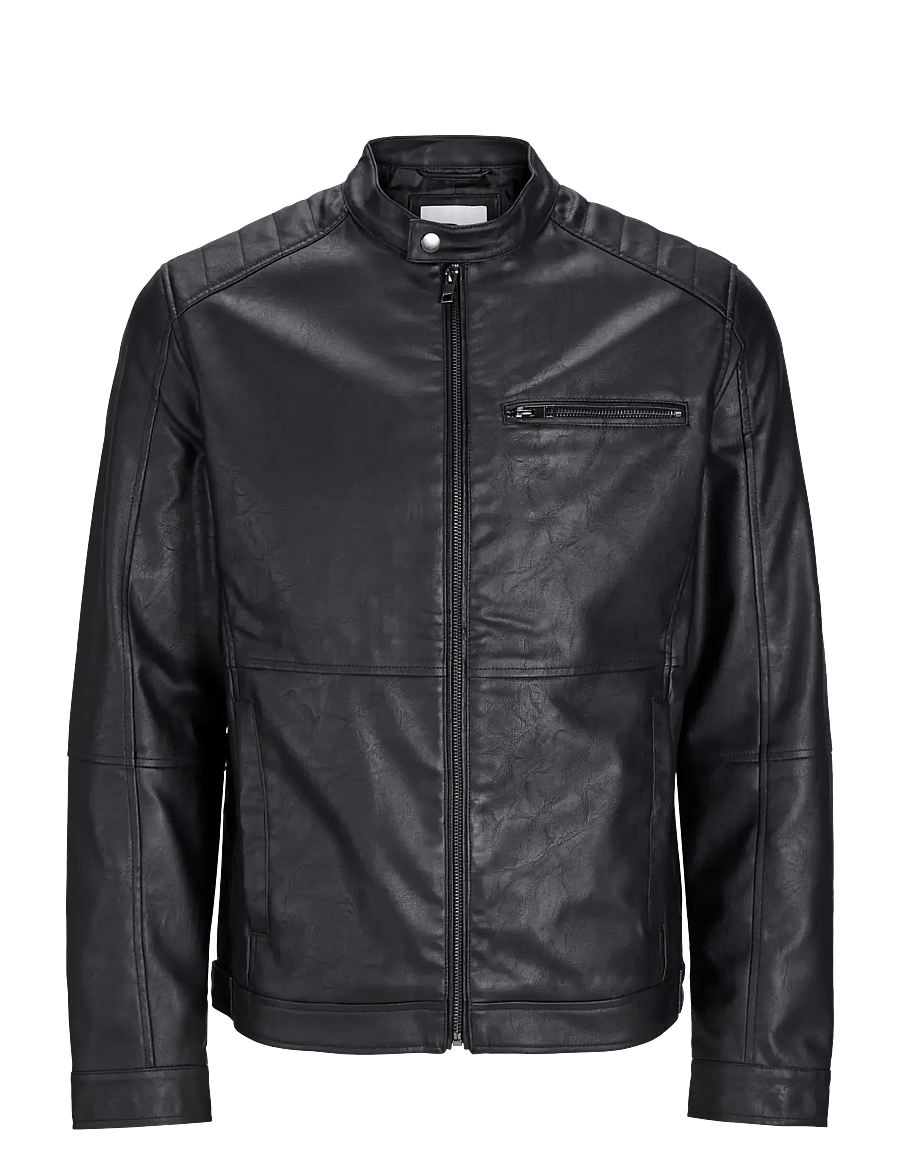 Jack & Jones - JJEDYLAN PU BIKER JACKET NOOS - forårsjakker - black - 1