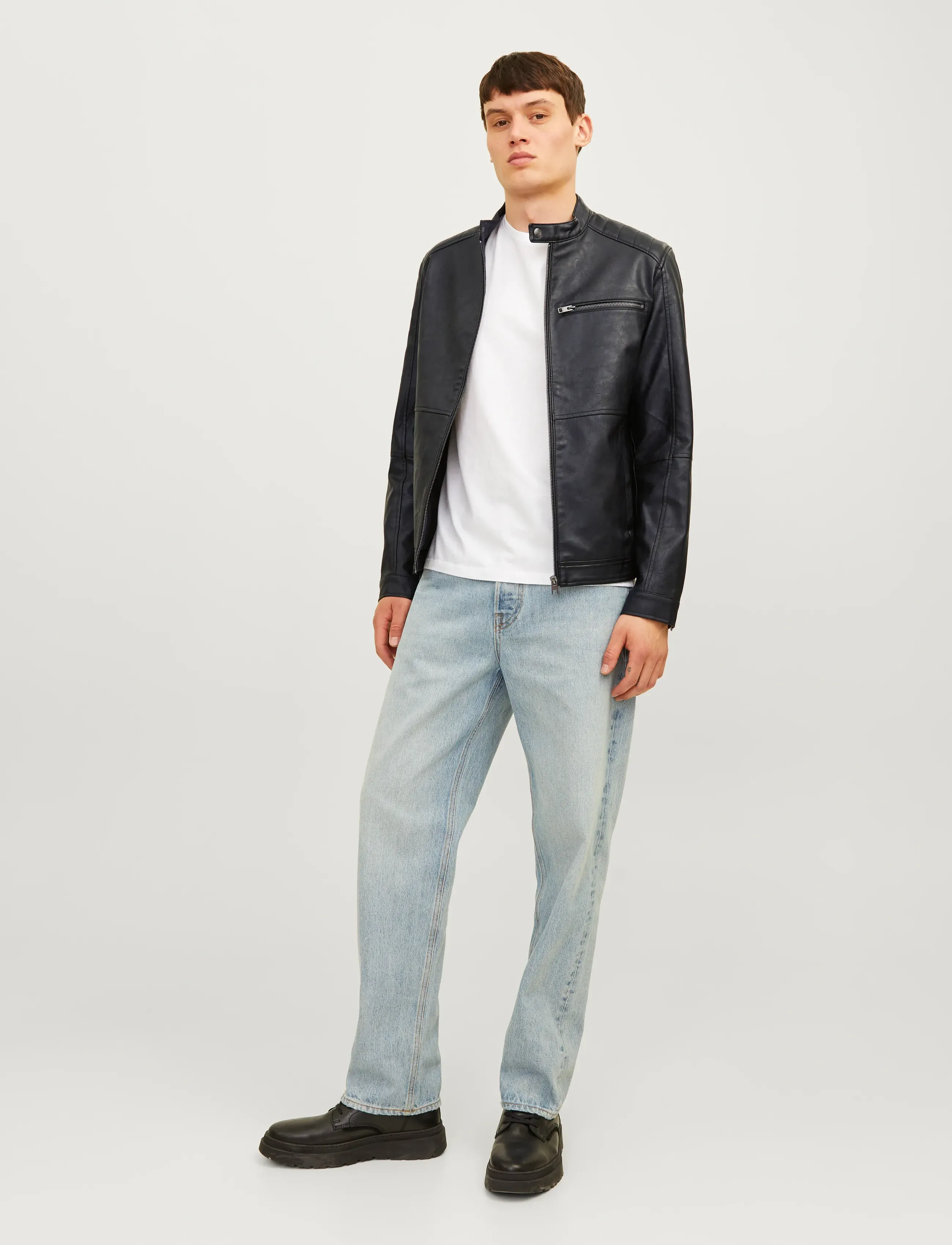 Jack & Jones - JJEDYLAN PU BIKER JACKET NOOS - forårsjakker - black - 3