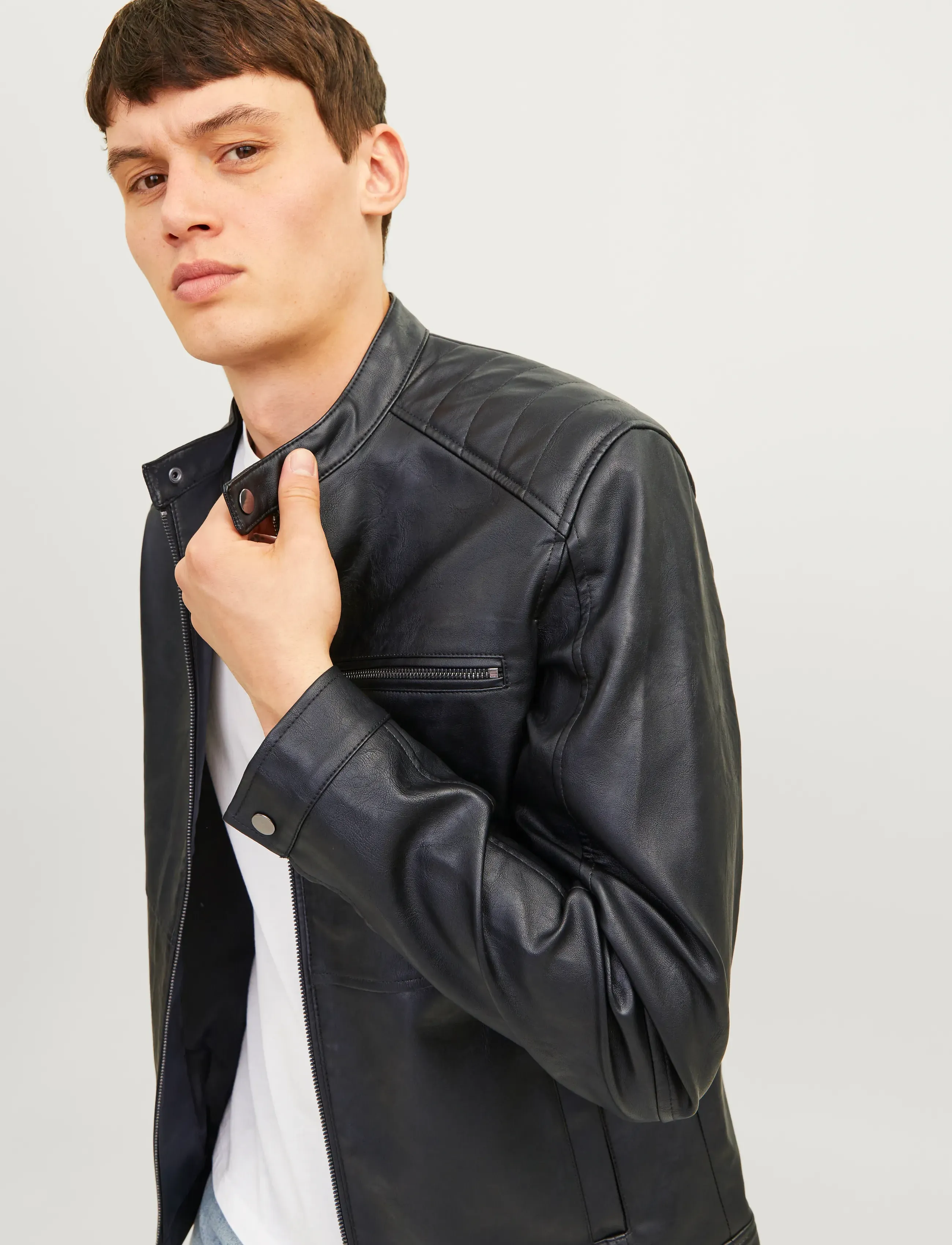 Jack & Jones - JJEDYLAN PU BIKER JACKET NOOS - forårsjakker - black - 5