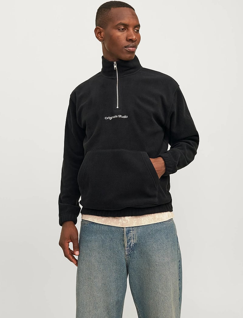 Jack & Jones - JORVESTERBRO FLEECE QUARTER ZIP NOOS - fleece-pullover - black - 3