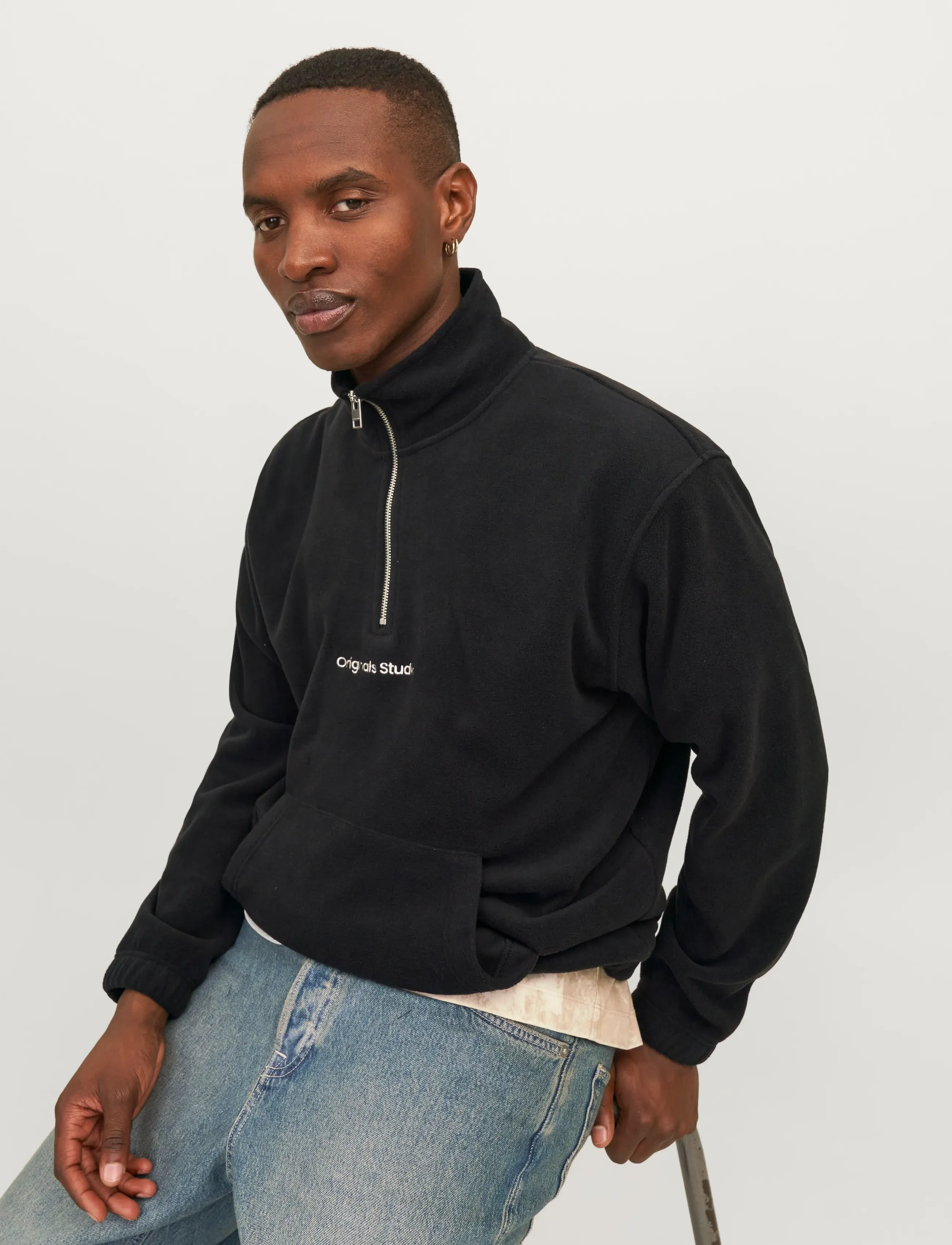 Jack & Jones - JORVESTERBRO FLEECE QUARTER ZIP NOOS - fleecetrøjer - black - 4