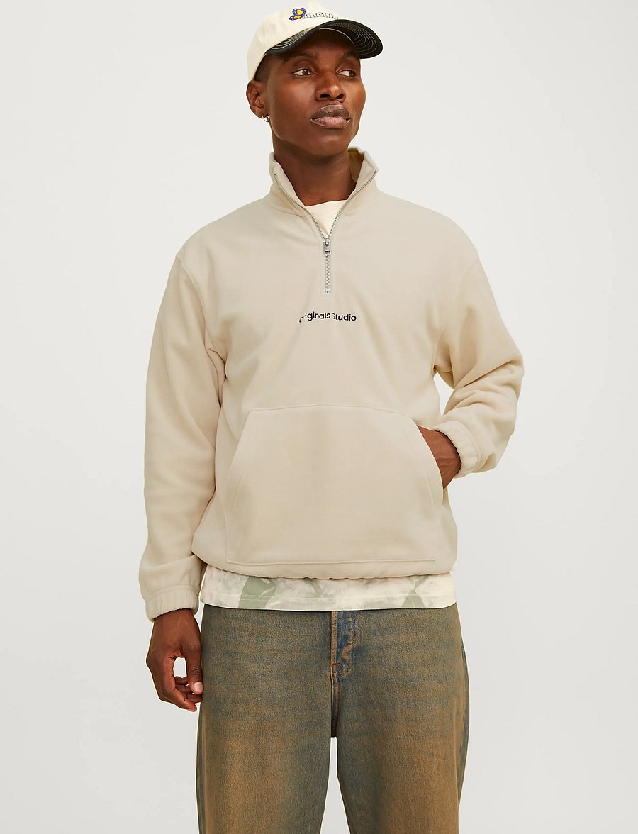 Jack & Jones - JORVESTERBRO FLEECE QUARTER ZIP NOOS - teddy sweaters - oatmeal - 0