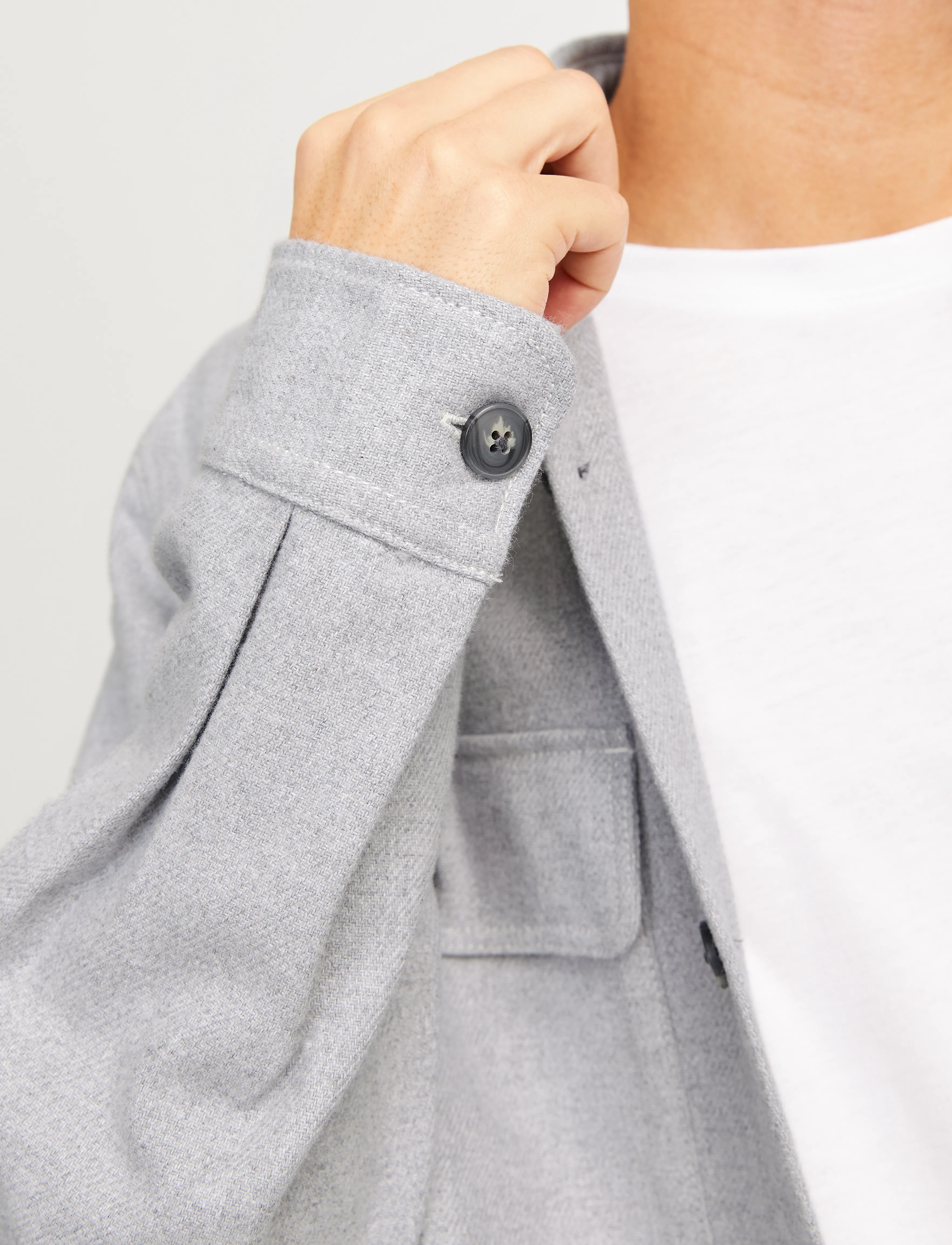 Jack & Jones - JPRRAYMOND MELANGE SOLID LS OVERSHIRT SN - light grey melange - 3