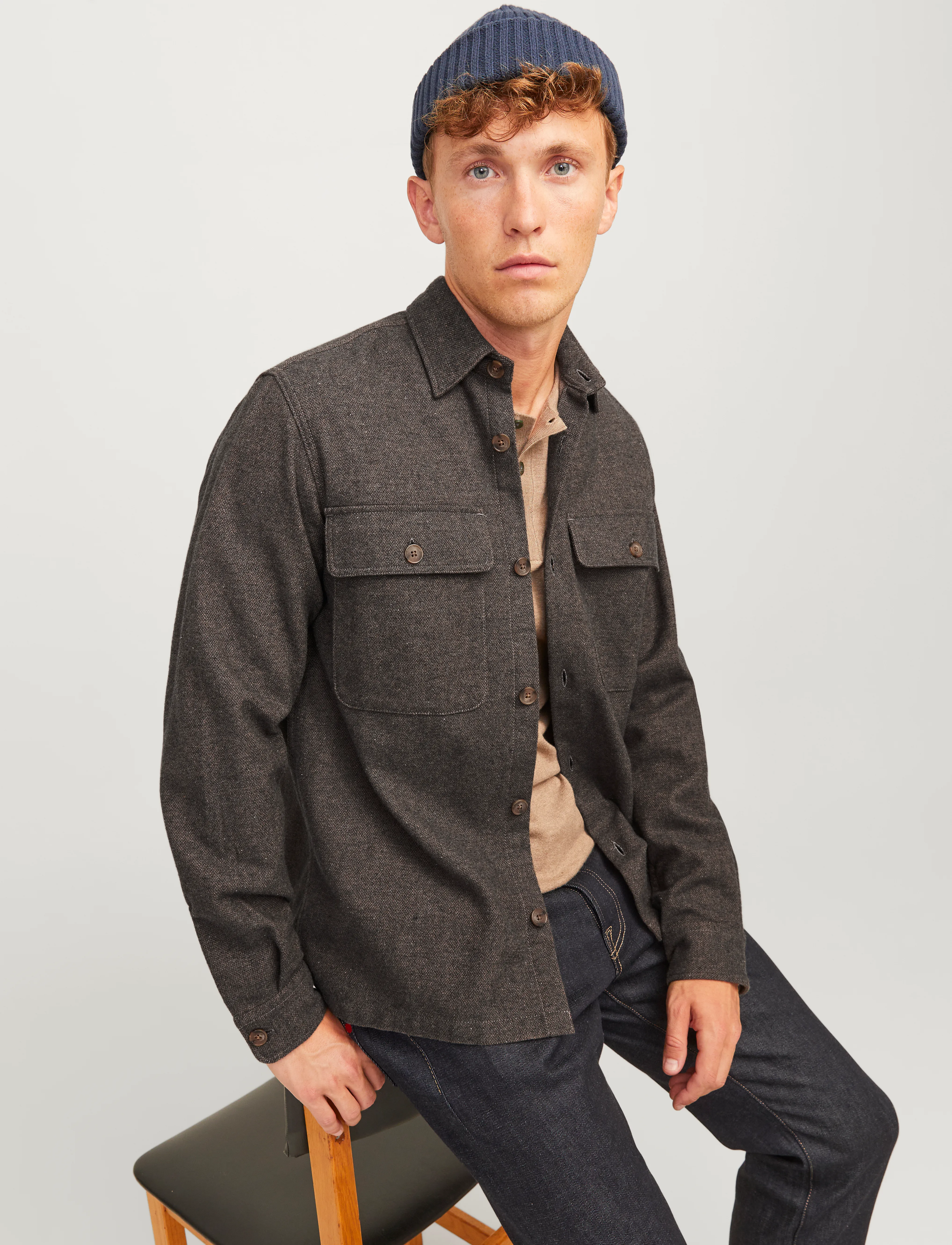 Jack & Jones - JPRRAYMOND MELANGE SOLID LS OVERSHIRT SN - slate black - 5