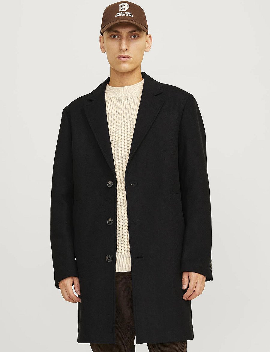 Jack & Jones - JJEHARRISON WOOL BLEND COAT SN - wollmäntel - black - 0