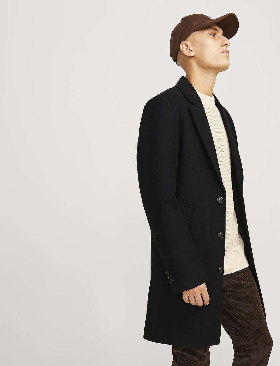 Jack & Jones - JJEHARRISON WOOL BLEND COAT SN - wollmäntel - black - 4