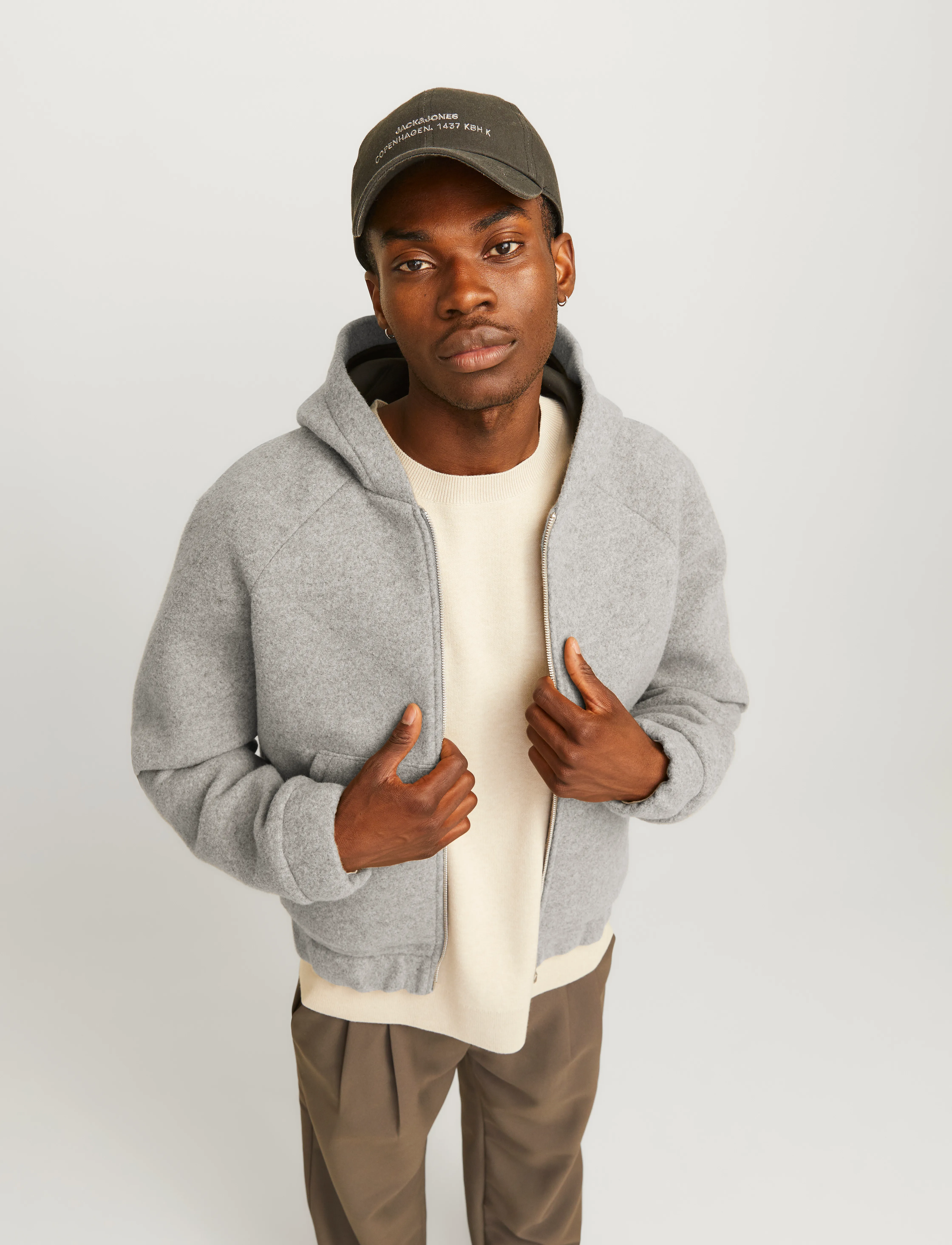 Jack & Jones - JCOTERRAIN BONDED WOOL HOODIE LN - sweats à capuche - grey melange - 3