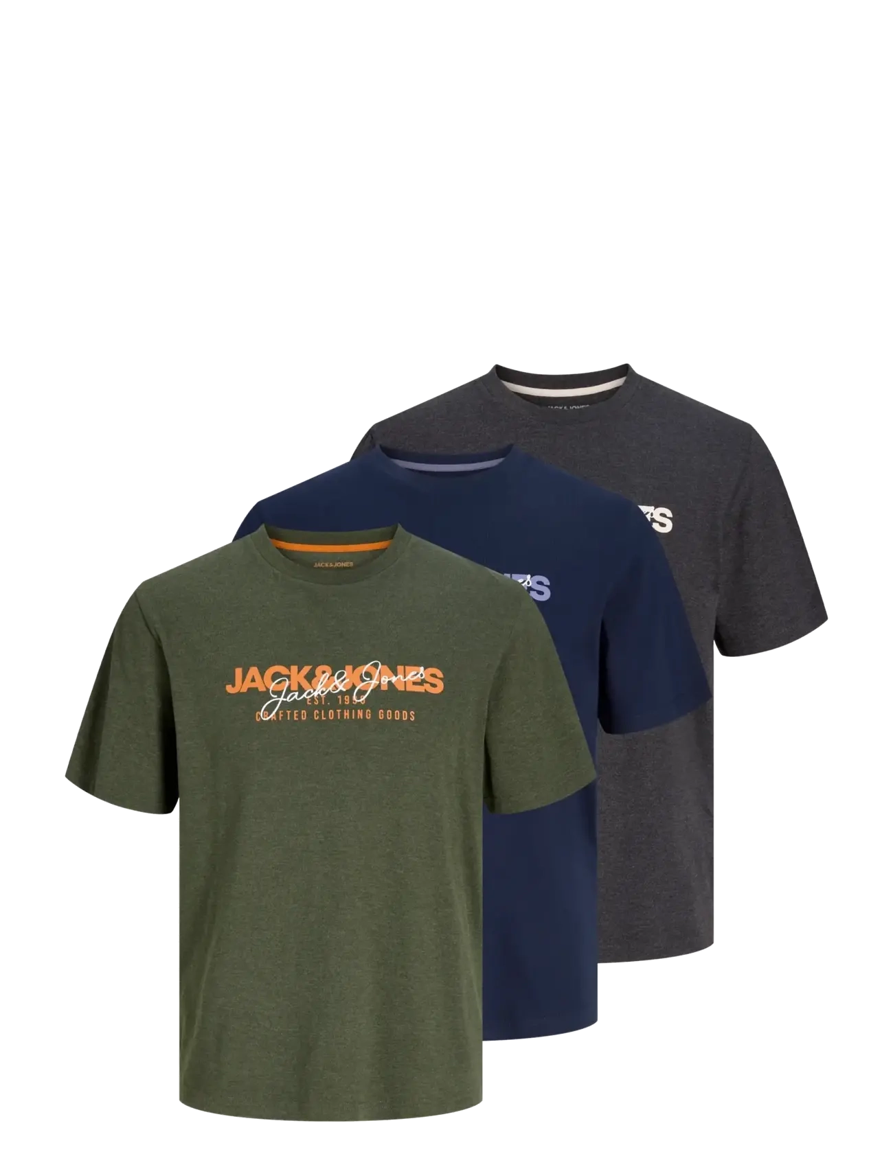 Jack & Jones JJALVIS TEE SS CREW NECK 3PK MP - Visi produkti - KOMBU GREEN / navy