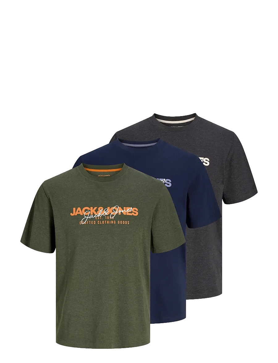 Jack & Jones - JJALVIS TEE SS CREW NECK 3PK MP - kortærmede t-shirts - kombu green - 1