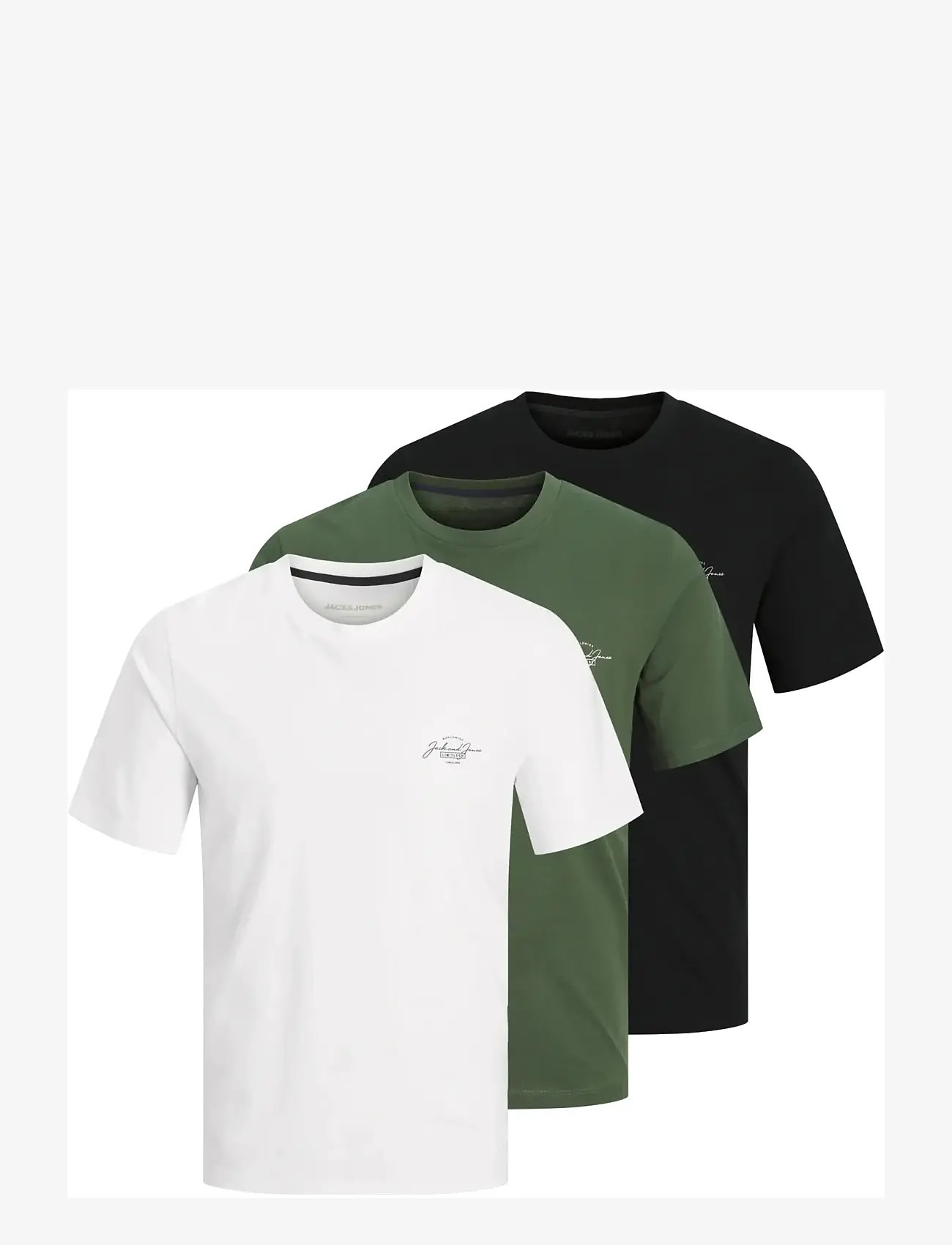 Jack & Jones - JJFERRIS TEE SS CREW NECK 3PK MP - kortærmede t-shirts - kombu green - 1