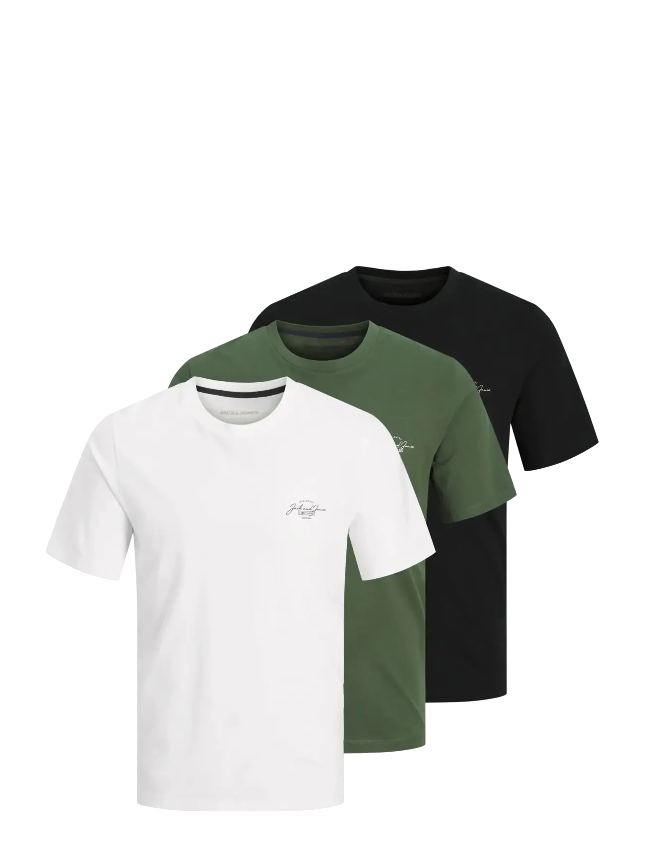 Jack & Jones JJFERRIS TEE SS CREW NECK 3PK MP - Kläder - KOMBU GREEN / green