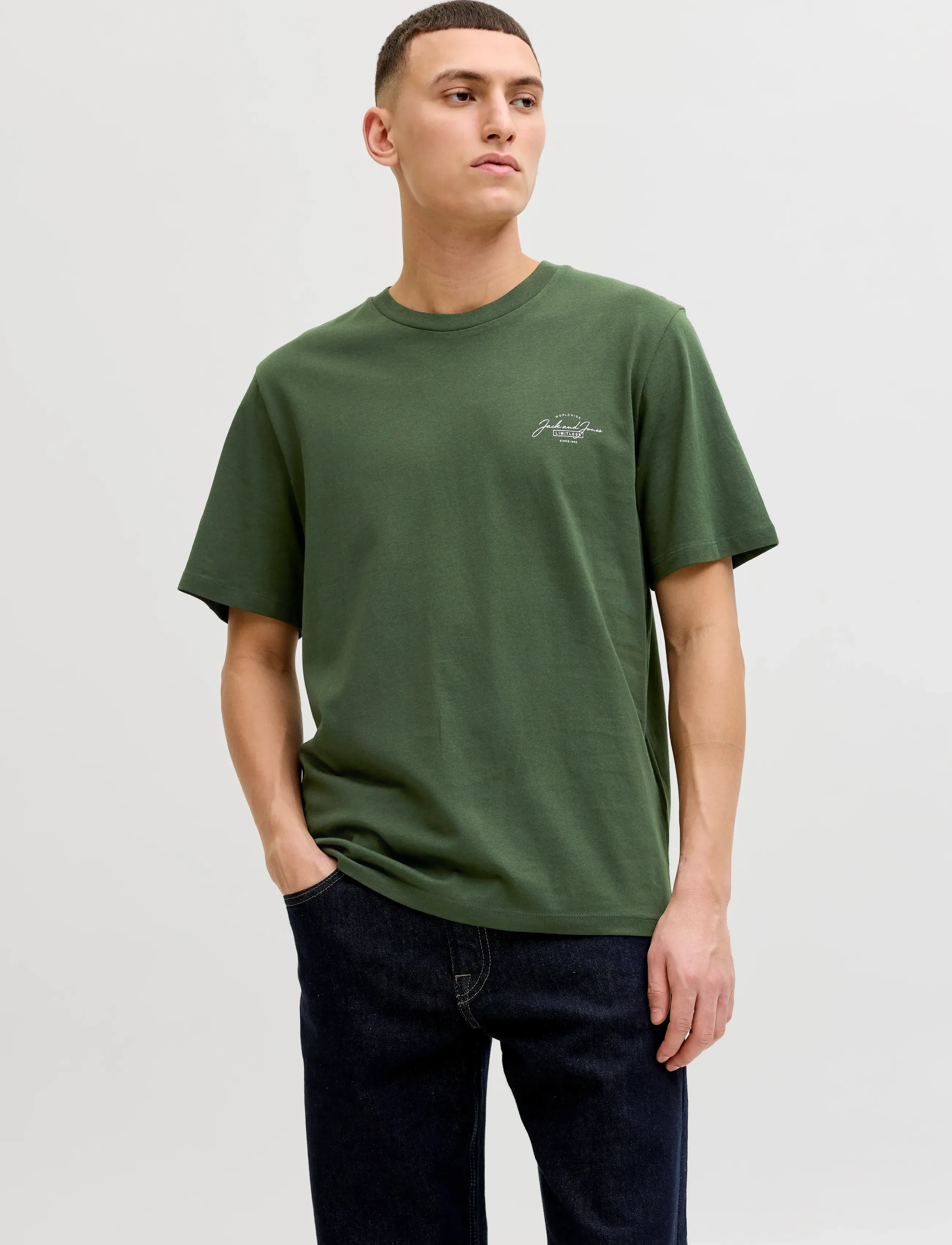 Jack & Jones JJFERRIS TEE SS CREW NECK 3PK MP - Riided - KOMBU GREEN / green